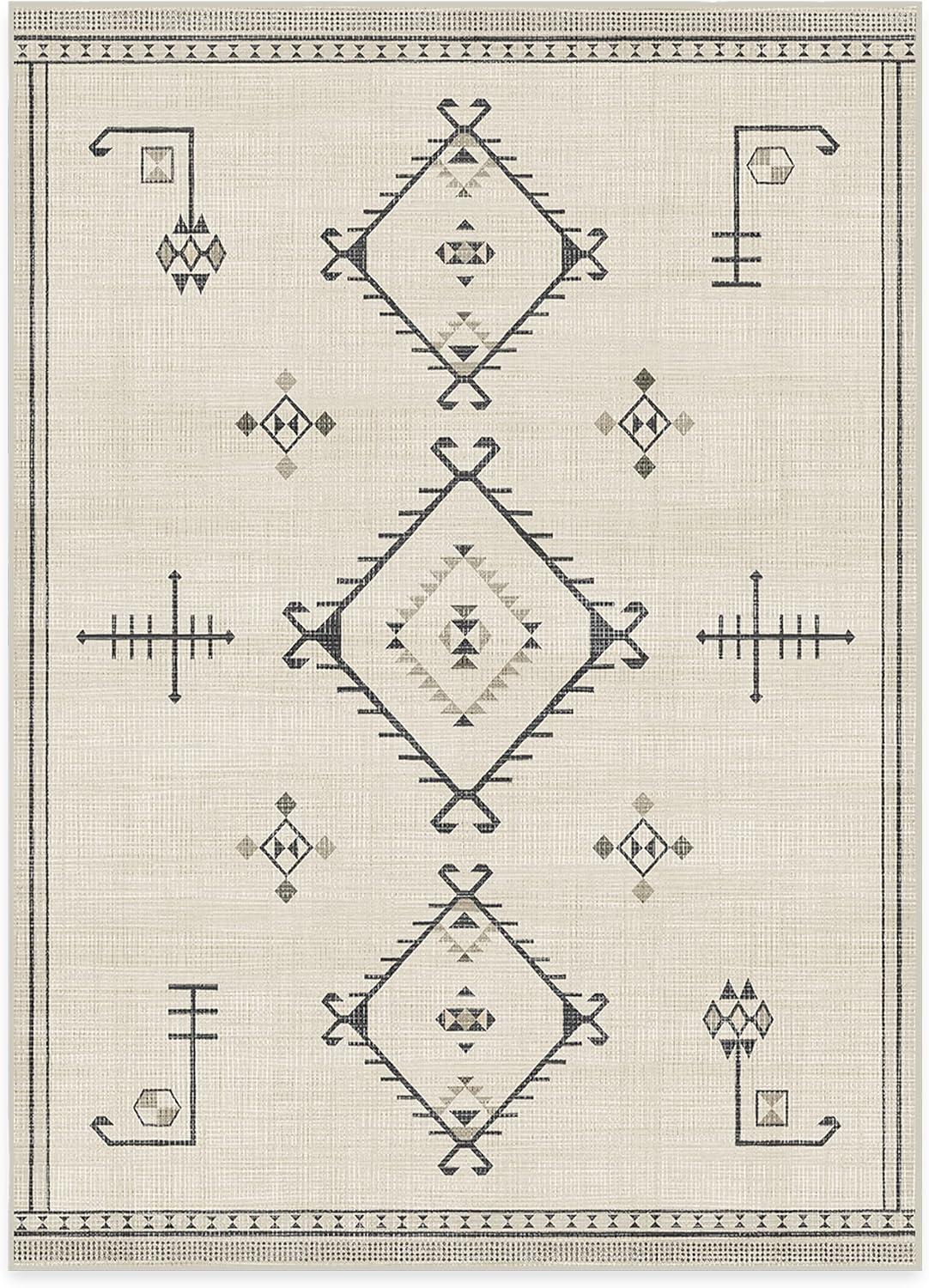 imageRUGGABLE Washable Vintage Area Rug Damali Black ampamp White 3x5 StainResistant NonSlip Small Machine Washable Rugs for Living Room Bedroom Hallway Entryway ampamp Officewith Standard PadBlack White Standard Pad