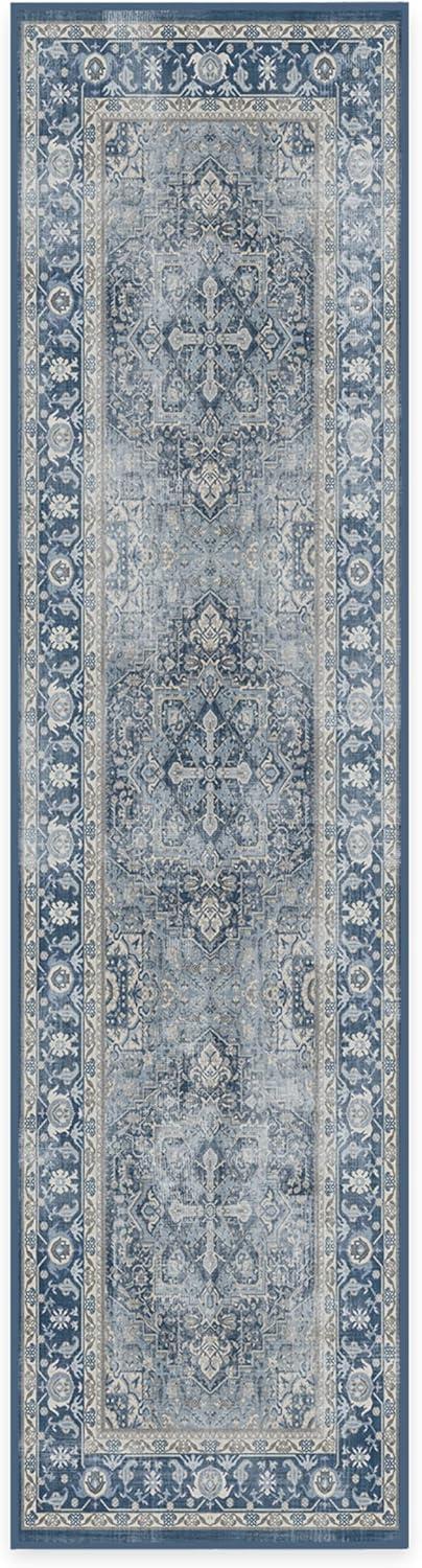imageRUGGABLE Washable Vintage Area Rug Kamran Hazel 3x5 StainResistant NonSlip Small Machine Washable Rugs for Living Room Bedroom Hallway Entryway ampamp Officewith Standard PadBlue Admiral Kamran Standard Pad