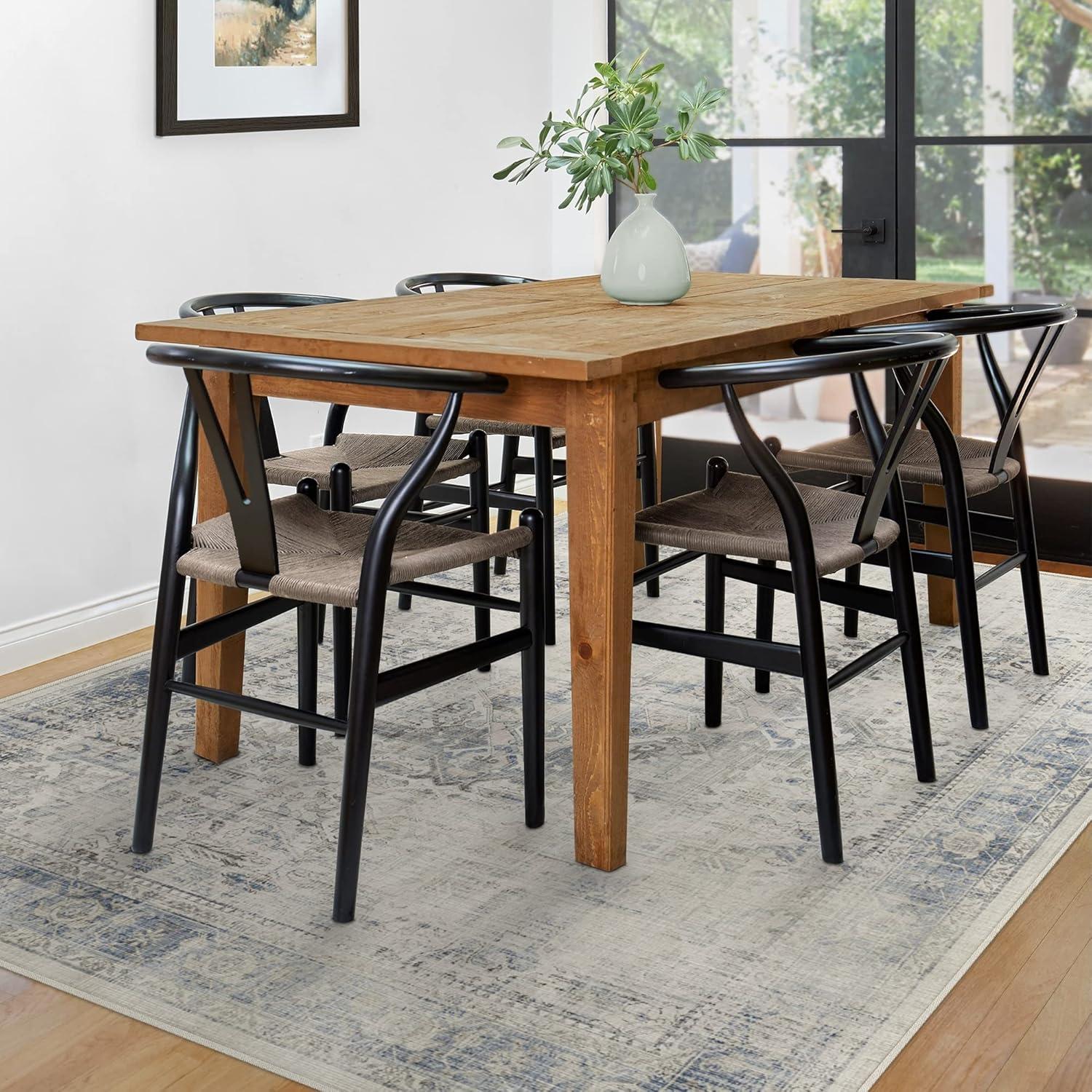 imageRUGGABLE Washable Vintage Area Rug Kamran Hazel 3x5 StainResistant NonSlip Small Machine Washable Rugs for Living Room Bedroom Hallway Entryway ampamp Officewith Standard PadBlue Quartz Distressed Kamran Cushioned Pad