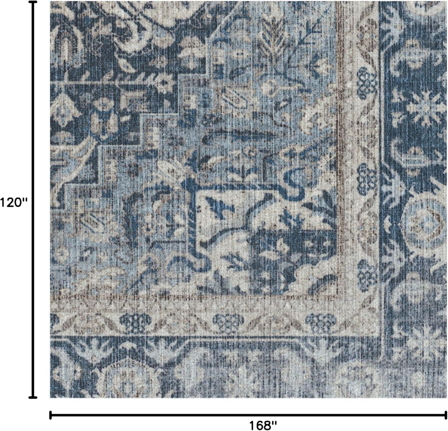 imageRUGGABLE Washable Vintage Area Rug Kamran Hazel 3x5 StainResistant NonSlip Small Machine Washable Rugs for Living Room Bedroom Hallway Entryway ampamp Officewith Standard PadBlue Admiral Kamran Cushioned Pad