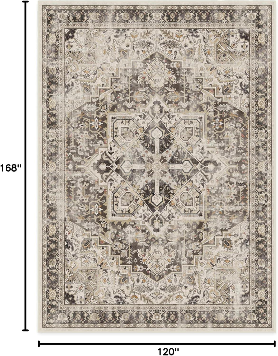 imageRUGGABLE Washable Vintage Area Rug Kamran Hazel 3x5 StainResistant NonSlip Small Machine Washable Rugs for Living Room Bedroom Hallway Entryway ampamp Officewith Standard PadA Hazel Kamran Cushioned Pad