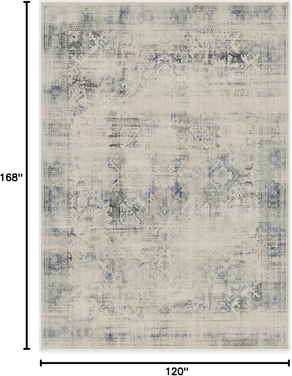 imageRUGGABLE Washable Vintage Area Rug Kamran Hazel 3x5 StainResistant NonSlip Small Machine Washable Rugs for Living Room Bedroom Hallway Entryway ampamp Officewith Standard PadBlue Quartz Distressed Kamran Cushioned Pad