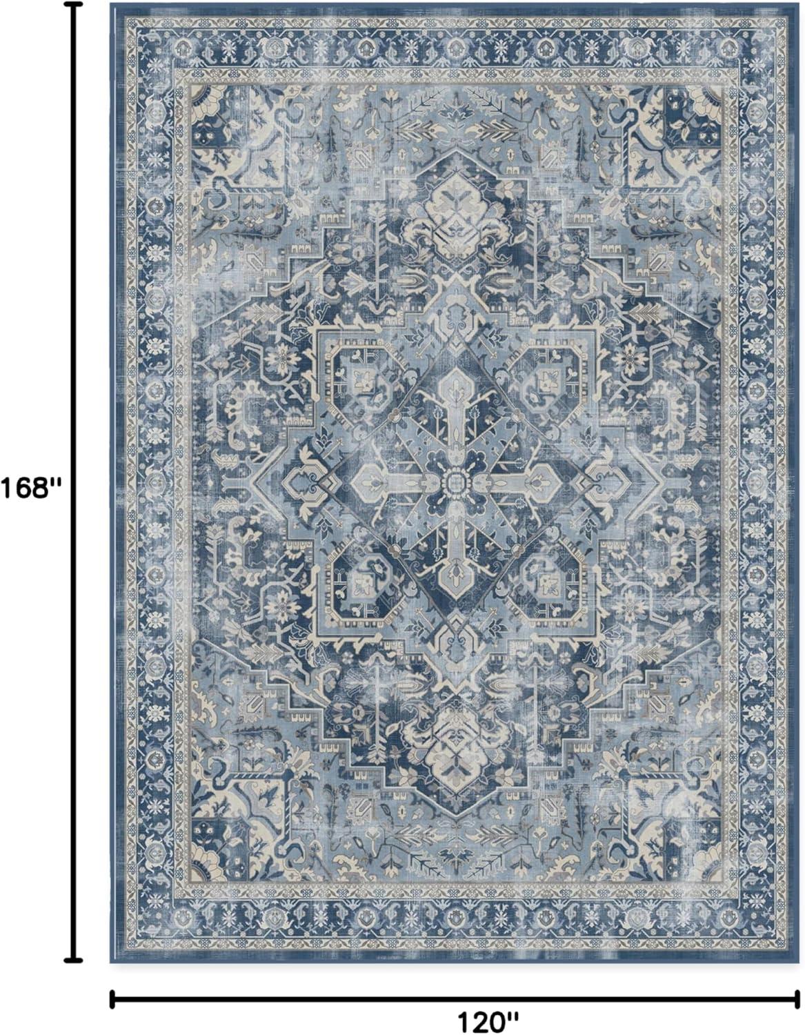 imageRUGGABLE Washable Vintage Area Rug Kamran Hazel 3x5 StainResistant NonSlip Small Machine Washable Rugs for Living Room Bedroom Hallway Entryway ampamp Officewith Standard PadBlue Admiral Kamran Standard Pad
