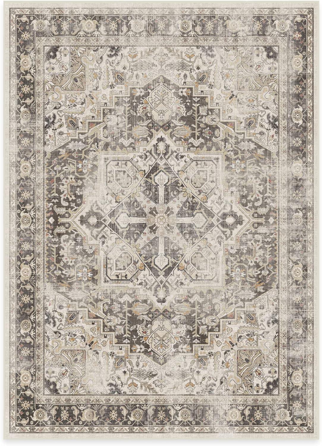 imageRUGGABLE Washable Vintage Area Rug Kamran Hazel 3x5 StainResistant NonSlip Small Machine Washable Rugs for Living Room Bedroom Hallway Entryway ampamp Officewith Standard PadA Hazel Kamran Standard Pad