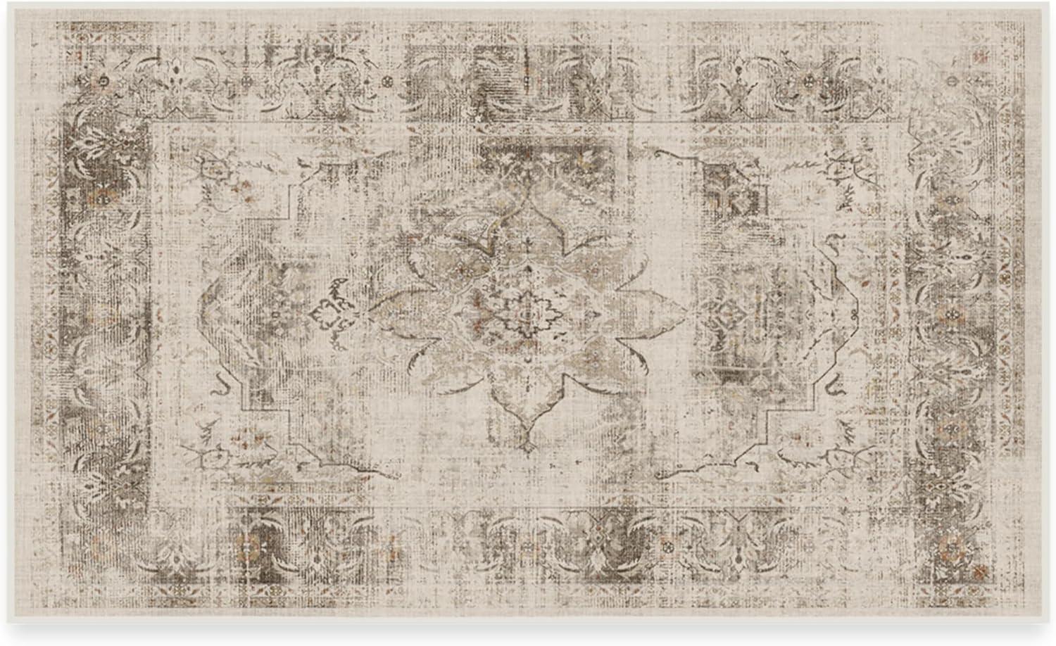 imageRUGGABLE Washable Vintage Area Rug Kamran Hazel 3x5 StainResistant NonSlip Small Machine Washable Rugs for Living Room Bedroom Hallway Entryway ampamp Officewith Standard PadA Hazel Sarrah Standard Pad