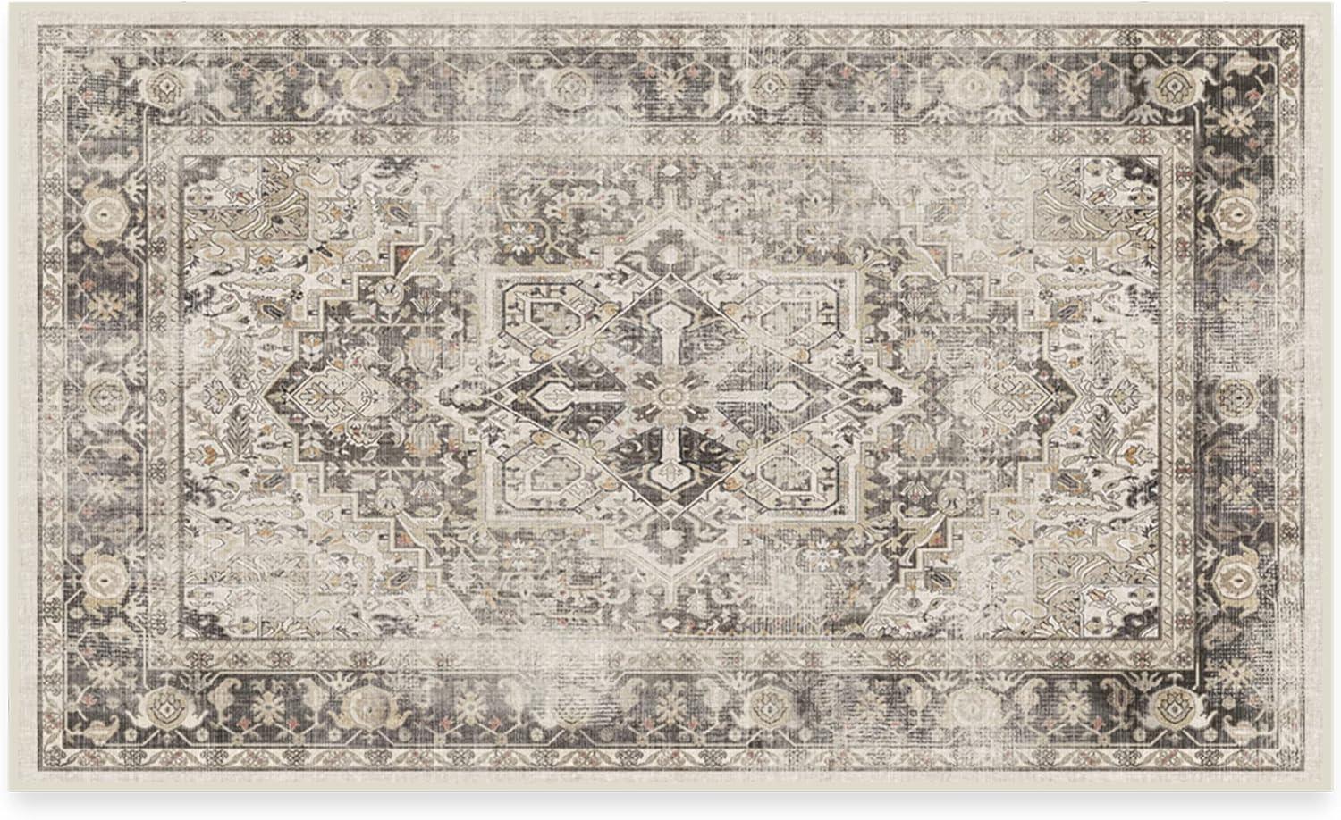 imageRUGGABLE Washable Vintage Area Rug Kamran Hazel 3x5 StainResistant NonSlip Small Machine Washable Rugs for Living Room Bedroom Hallway Entryway ampamp Officewith Standard PadA Hazel Kamran Cushioned Pad