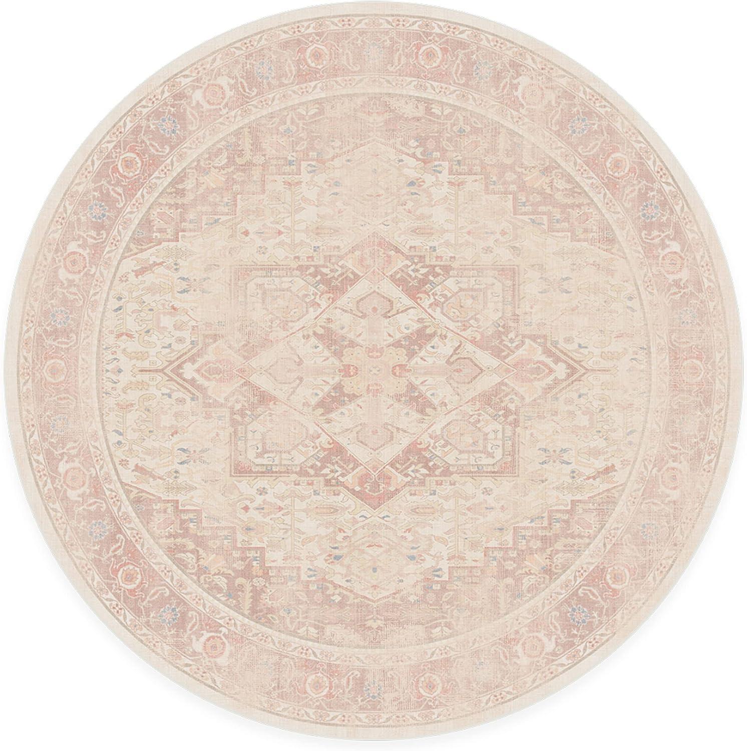 imageRUGGABLE Washable Vintage Area Rug Kamran Hazel 3x5 StainResistant NonSlip Small Machine Washable Rugs for Living Room Bedroom Hallway Entryway ampamp Officewith Standard PadPink Kamran Standard Pad