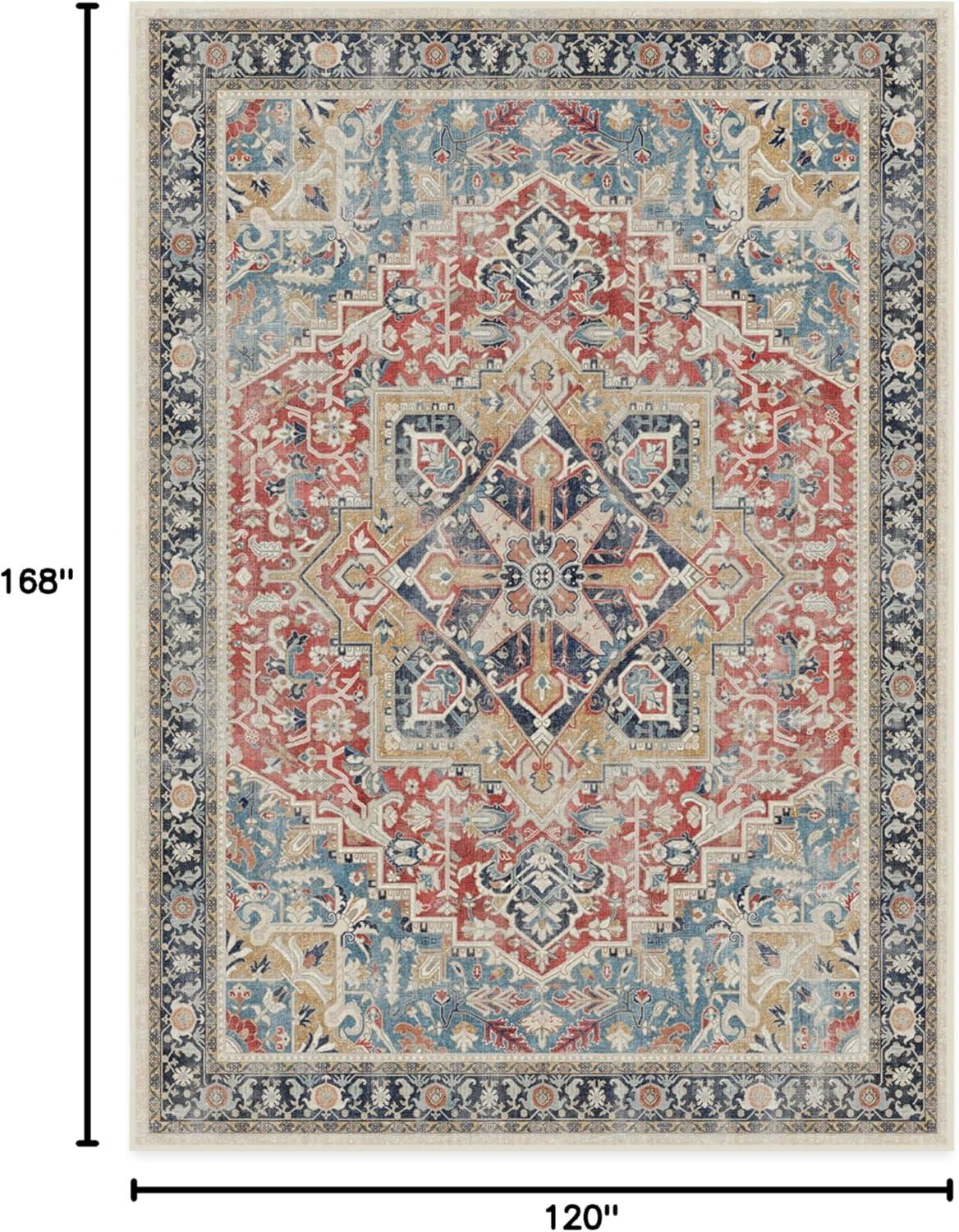 imageRUGGABLE Washable Vintage Area Rug Kamran Hazel 3x5 StainResistant NonSlip Small Machine Washable Rugs for Living Room Bedroom Hallway Entryway ampamp Officewith Standard PadCayenne Red Kamran Cushioned Pad