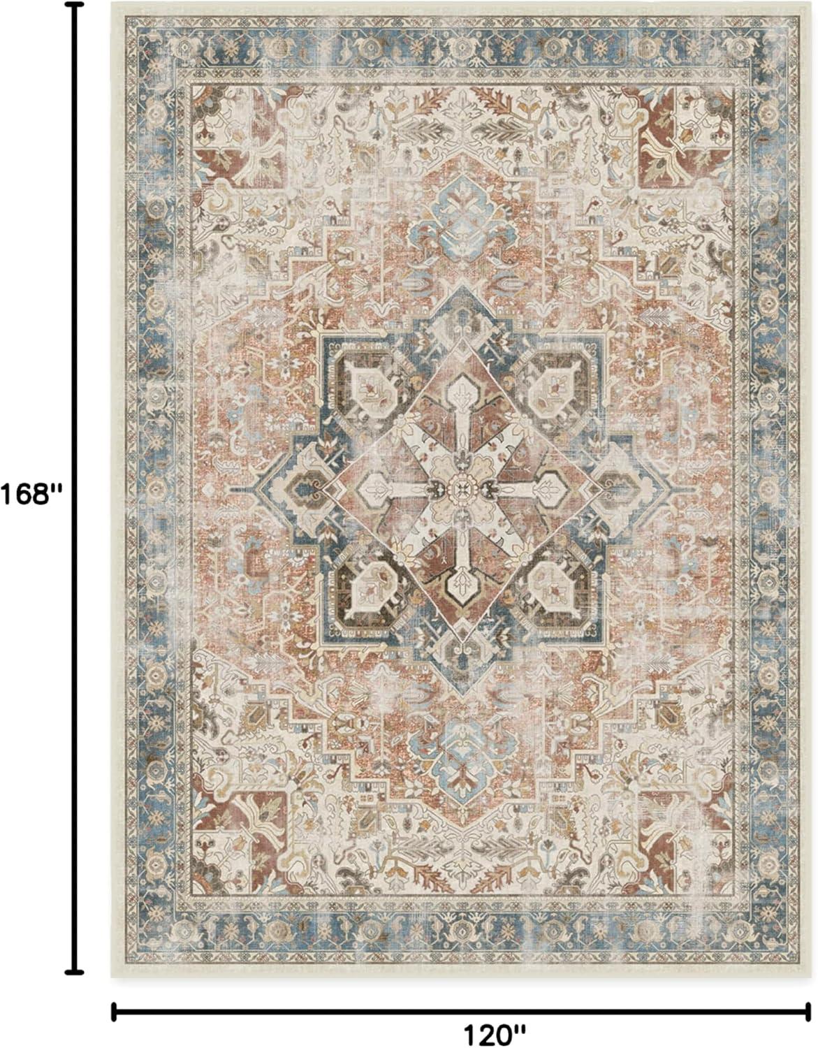 imageRUGGABLE Washable Vintage Area Rug Kamran Hazel 3x5 StainResistant NonSlip Small Machine Washable Rugs for Living Room Bedroom Hallway Entryway ampamp Officewith Standard PadCoral Kamran Cushioned Pad