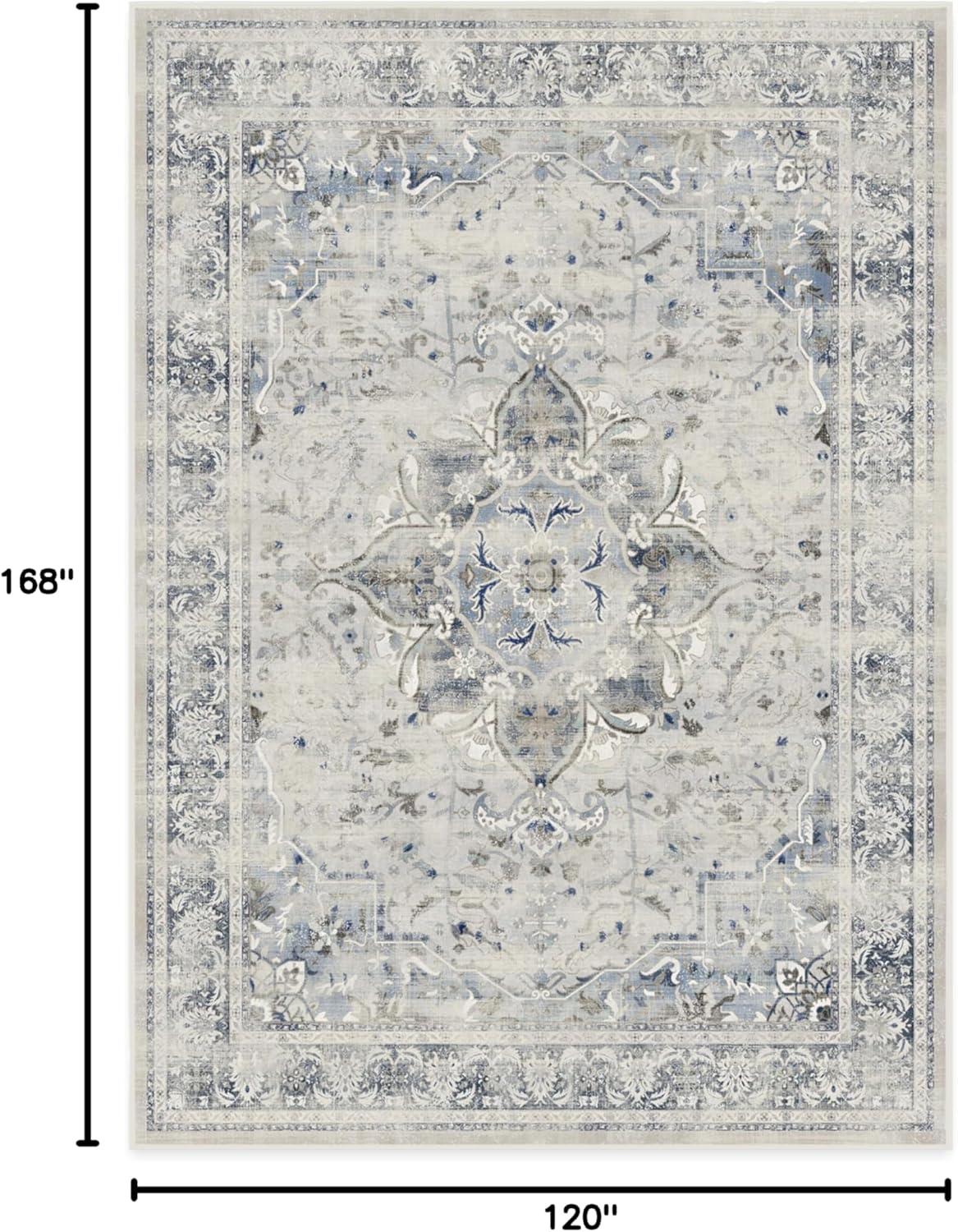 imageRUGGABLE Washable Vintage Area Rug Kamran Hazel 3x5 StainResistant NonSlip Small Machine Washable Rugs for Living Room Bedroom Hallway Entryway ampamp Officewith Standard PadBlue Quartz Sarrah Standard Pad