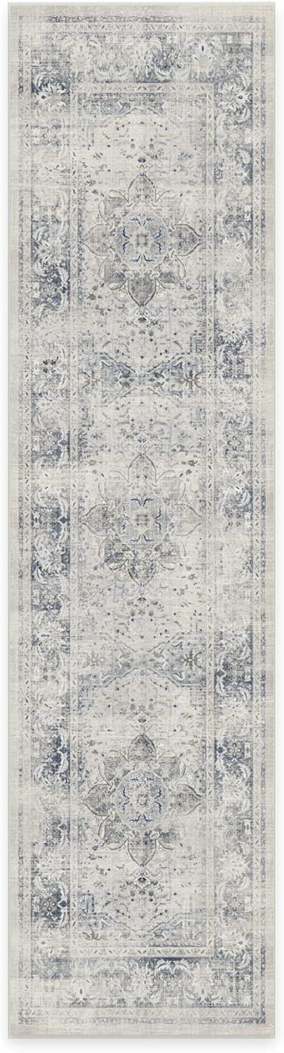 imageRUGGABLE Washable Vintage Area Rug Kamran Hazel 3x5 StainResistant NonSlip Small Machine Washable Rugs for Living Room Bedroom Hallway Entryway ampamp Officewith Standard PadBlue Quartz Sarrah Cushioned Pad