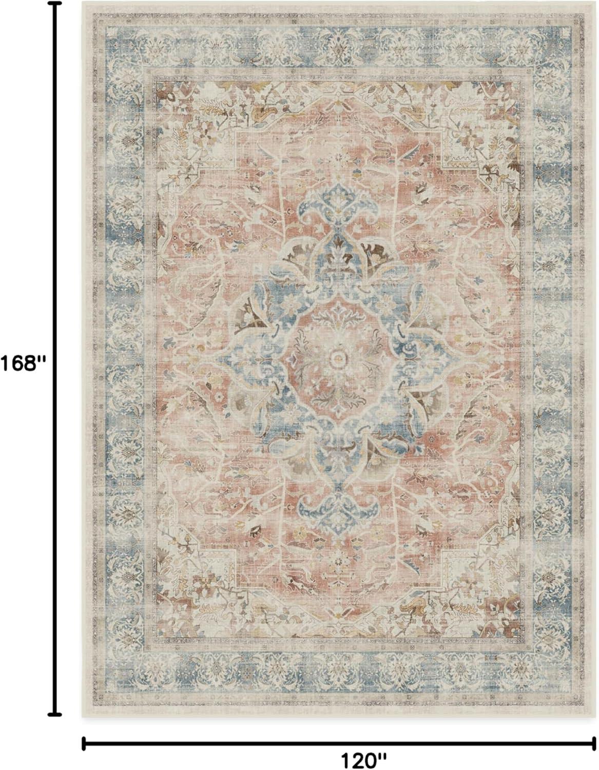 imageRUGGABLE Washable Vintage Area Rug Kamran Hazel 3x5 StainResistant NonSlip Small Machine Washable Rugs for Living Room Bedroom Hallway Entryway ampamp Officewith Standard PadCoral Sarrah Standard Pad