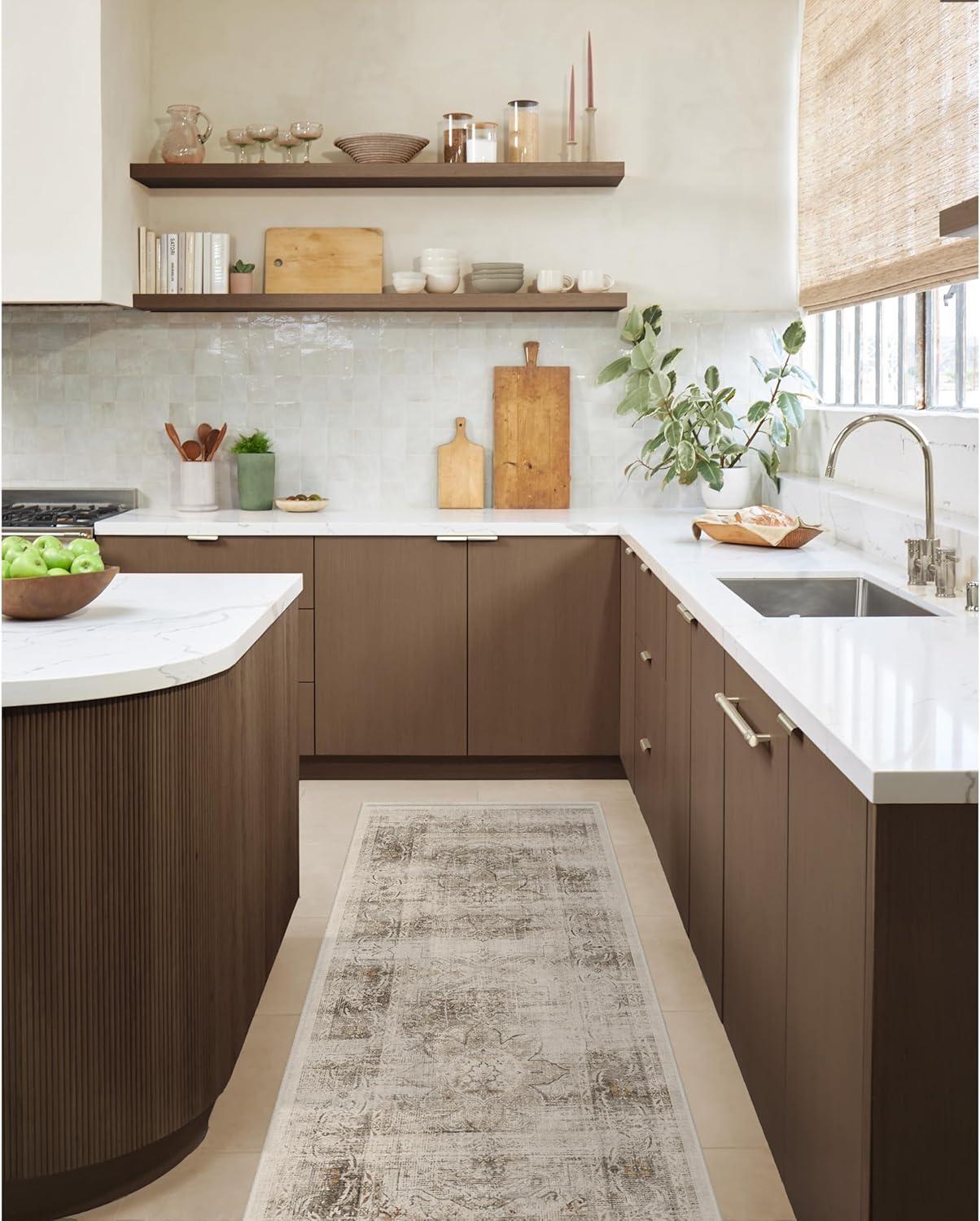 imageRUGGABLE Washable Vintage Area Rug Kamran Hazel 3x5 StainResistant NonSlip Small Machine Washable Rugs for Living Room Bedroom Hallway Entryway ampamp Officewith Standard PadA Hazel Sarrah Standard Pad