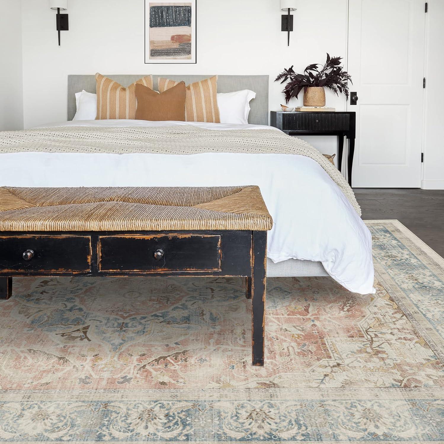 imageRUGGABLE Washable Vintage Area Rug Kamran Hazel 3x5 StainResistant NonSlip Small Machine Washable Rugs for Living Room Bedroom Hallway Entryway ampamp Officewith Standard PadCoral Sarrah Standard Pad