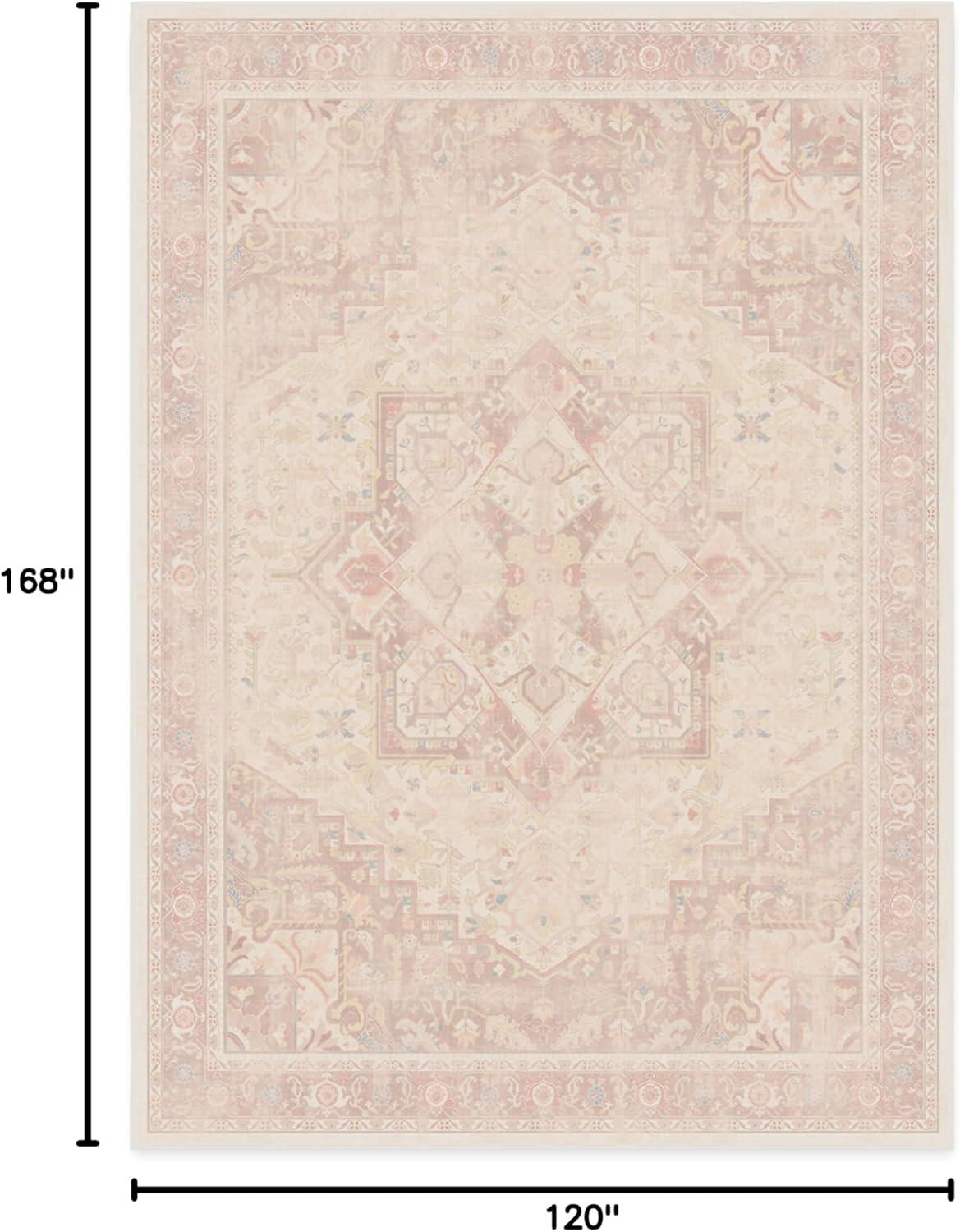 imageRUGGABLE Washable Vintage Area Rug Kamran Hazel 3x5 StainResistant NonSlip Small Machine Washable Rugs for Living Room Bedroom Hallway Entryway ampamp Officewith Standard PadPink Kamran Standard Pad