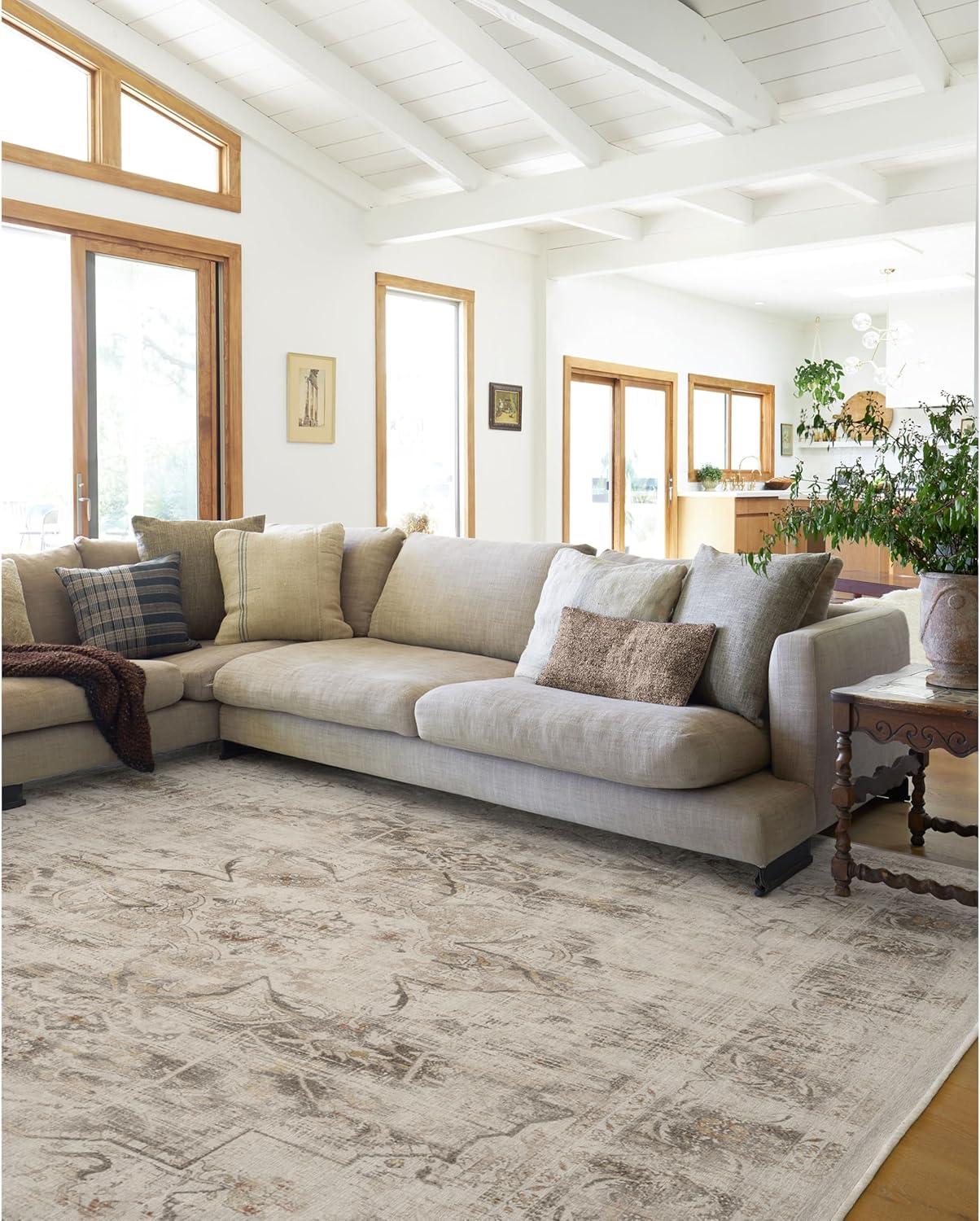 imageRUGGABLE Washable Vintage Area Rug Kamran Hazel 3x5 StainResistant NonSlip Small Machine Washable Rugs for Living Room Bedroom Hallway Entryway ampamp Officewith Standard PadA Hazel Sarrah Cushioned Pad