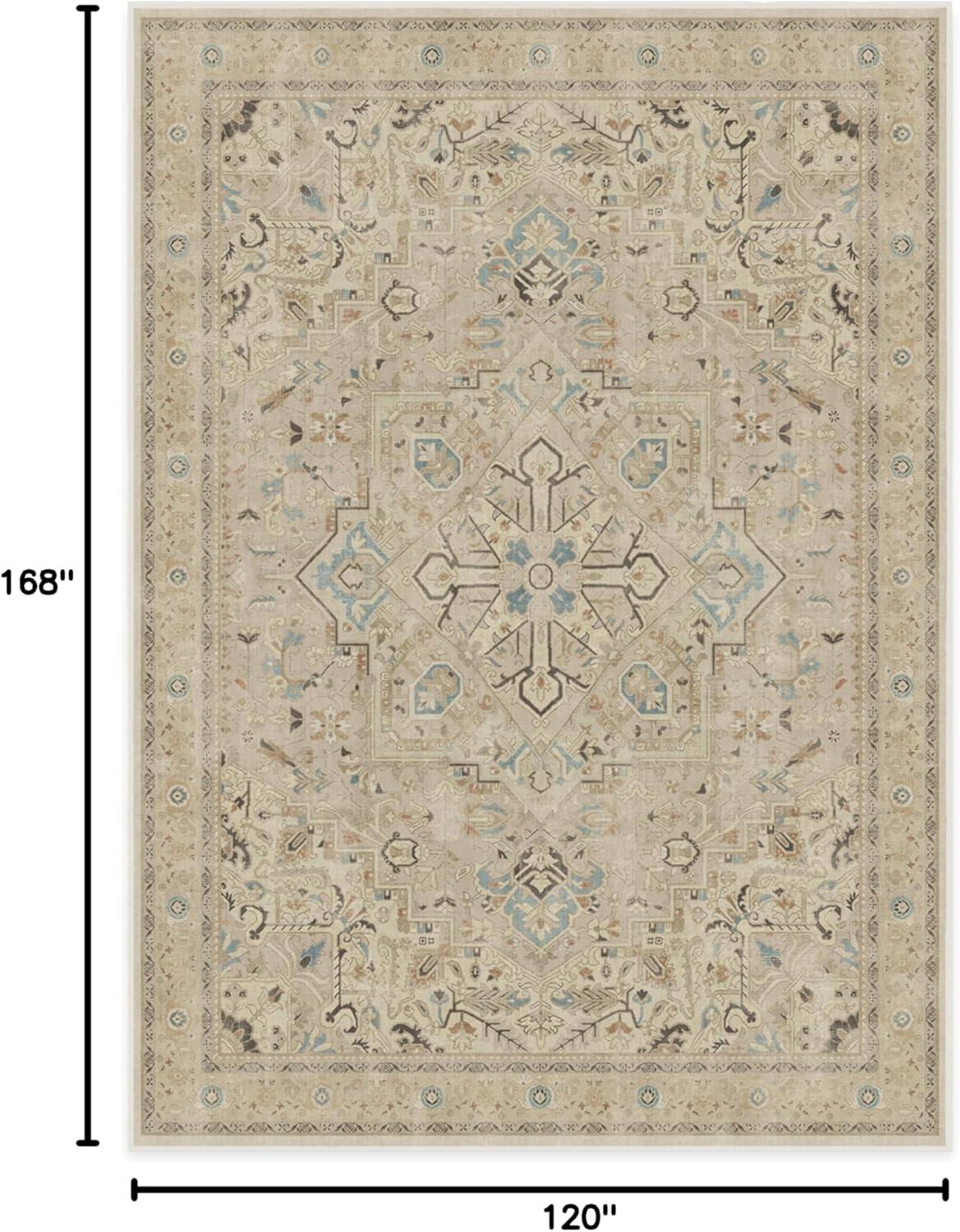 imageRUGGABLE Washable Vintage Area Rug Kamran Hazel 3x5 StainResistant NonSlip Small Machine Washable Rugs for Living Room Bedroom Hallway Entryway ampamp Officewith Standard PadIvory Opal Kamran Cushioned Pad