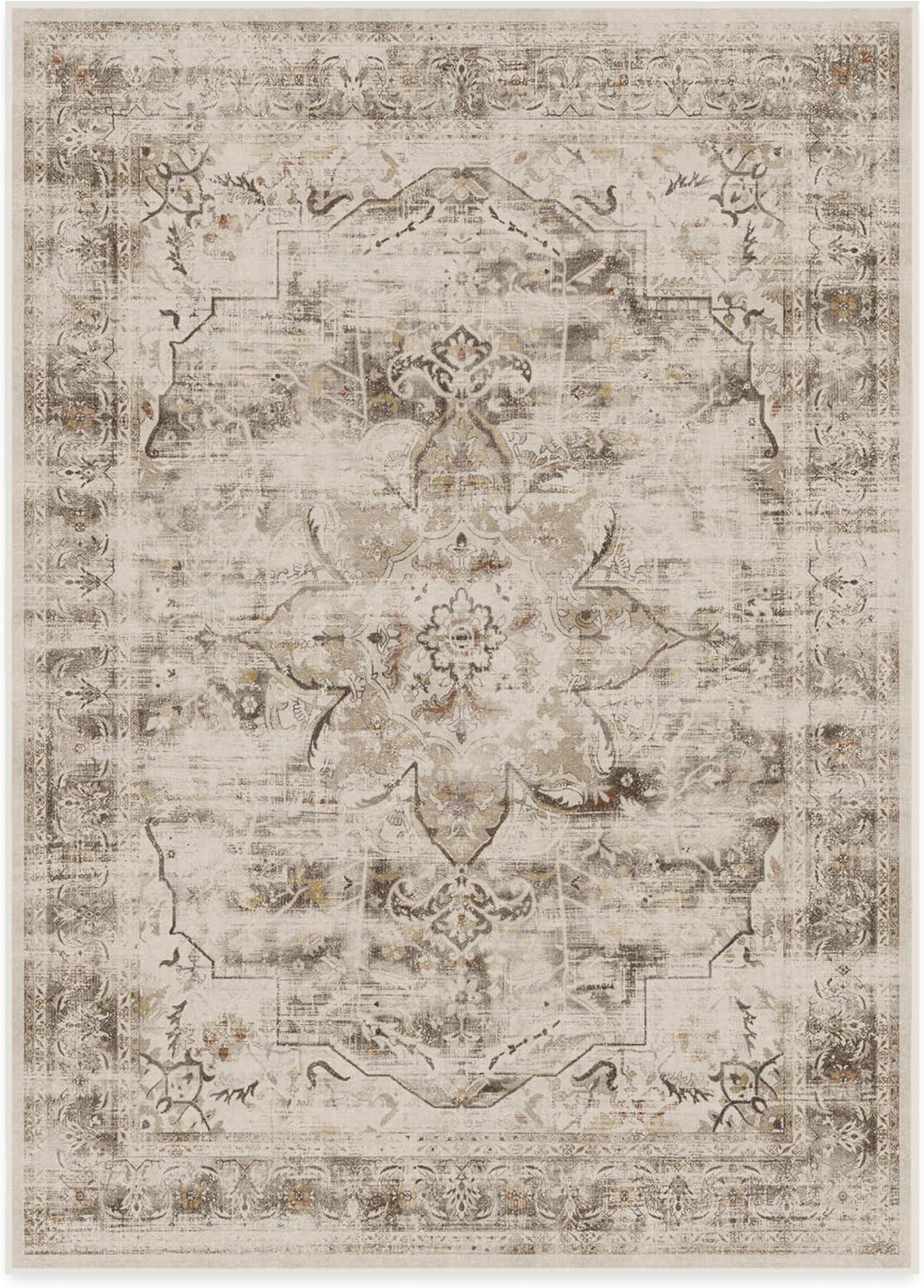 imageRUGGABLE Washable Vintage Area Rug Kamran Hazel 3x5 StainResistant NonSlip Small Machine Washable Rugs for Living Room Bedroom Hallway Entryway ampamp Officewith Standard PadA Hazel Sarrah Standard Pad