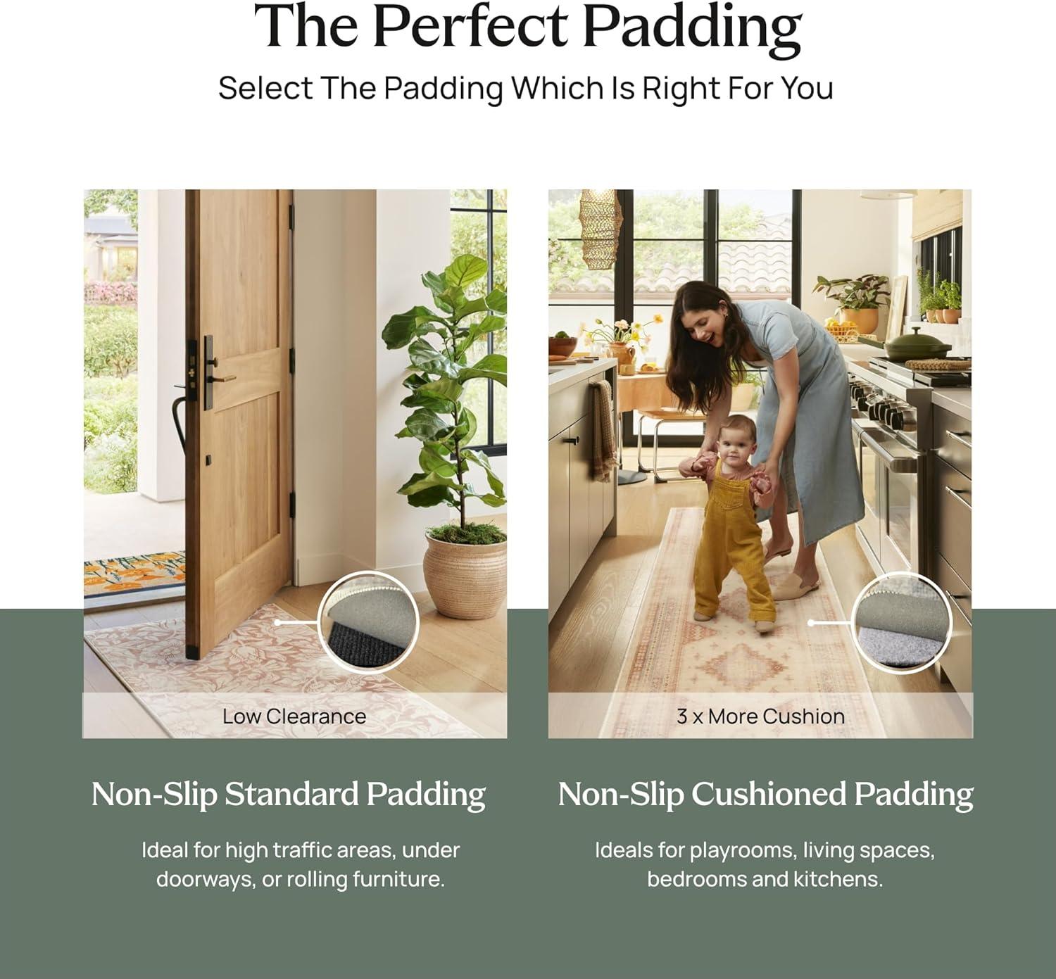 imageRUGGABLE Washable Vintage Area Rug Kamran Hazel 3x5 StainResistant NonSlip Small Machine Washable Rugs for Living Room Bedroom Hallway Entryway ampamp Officewith Standard PadA Hazel Kamran Cushioned Pad