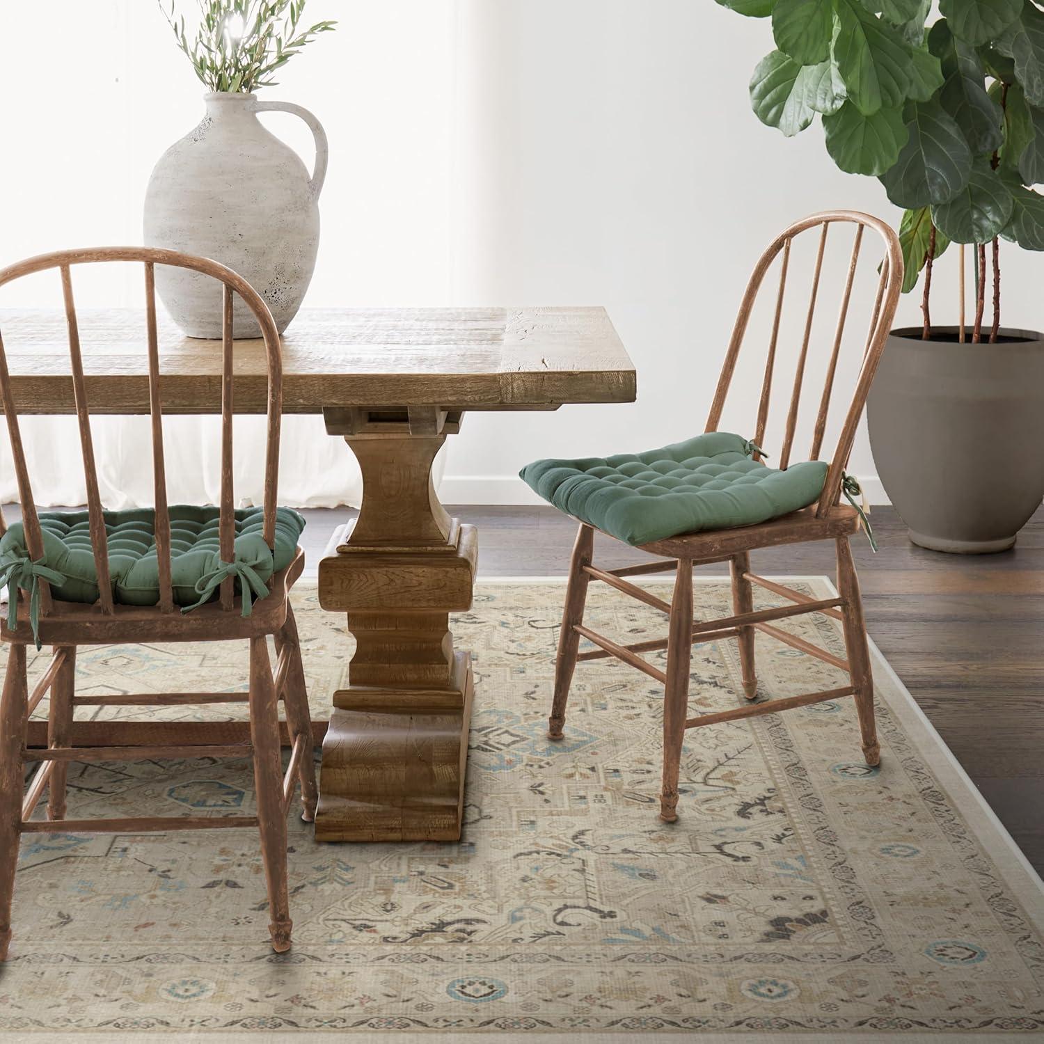 imageRUGGABLE Washable Vintage Area Rug Kamran Hazel 3x5 StainResistant NonSlip Small Machine Washable Rugs for Living Room Bedroom Hallway Entryway ampamp Officewith Standard PadIvory Opal Kamran Standard Pad