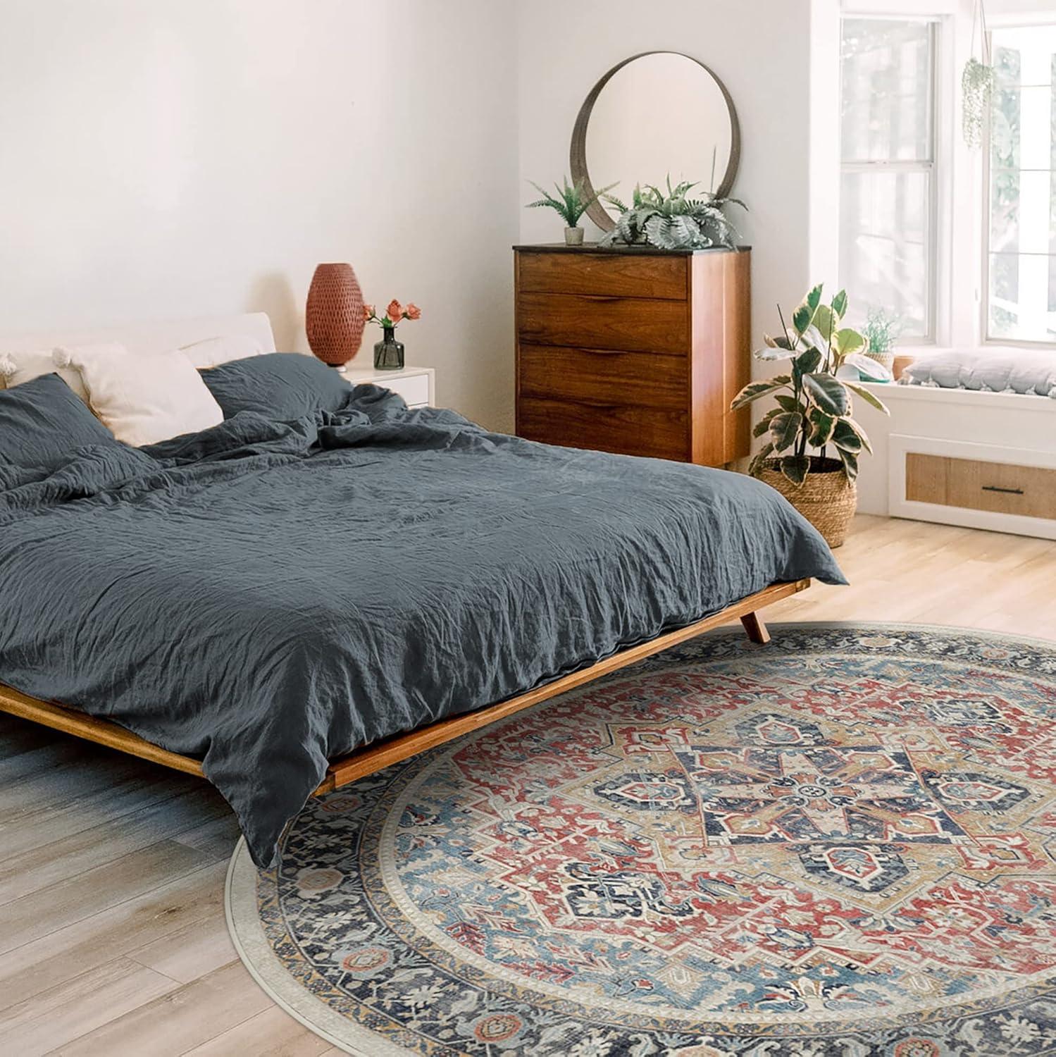 imageRUGGABLE Washable Vintage Area Rug Kamran Hazel 3x5 StainResistant NonSlip Small Machine Washable Rugs for Living Room Bedroom Hallway Entryway ampamp Officewith Standard PadCayenne Red Kamran Cushioned Pad