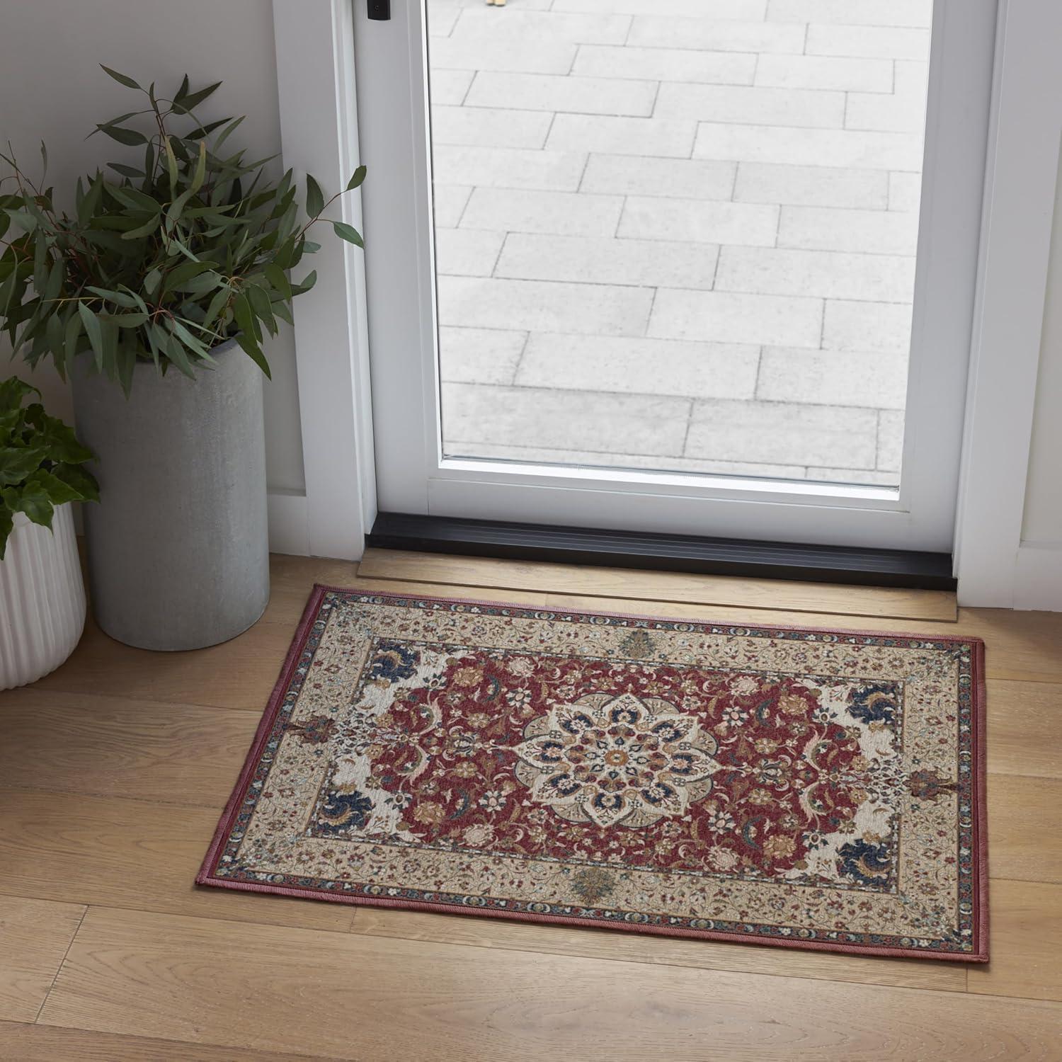 imageRUGGABLE Washable Vintage Area Rug Sima Royal Blue 9x12 StainResistant NonSlip Large Machine Washable Rugs for Living Room Bedroom Hallway Entryway ampamp Officewith Standard PadSima Currant Standard Pad