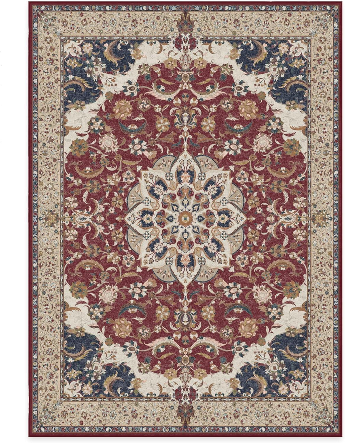 imageRUGGABLE Washable Vintage Area Rug Sima Royal Blue 9x12 StainResistant NonSlip Large Machine Washable Rugs for Living Room Bedroom Hallway Entryway ampamp Officewith Standard PadSima Currant Standard Pad