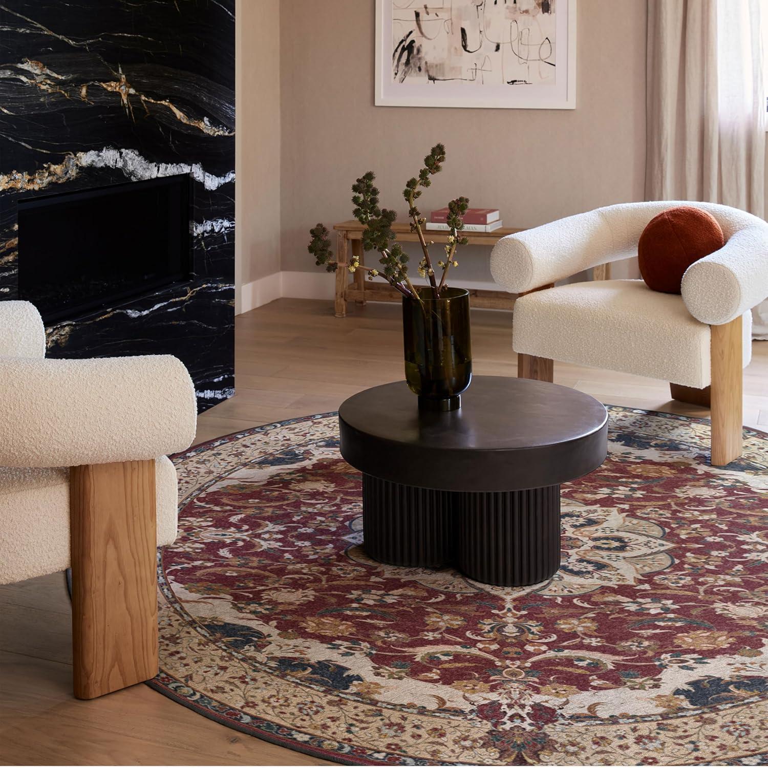 imageRUGGABLE Washable Vintage Area Rug Sima Royal Blue 9x12 StainResistant NonSlip Large Machine Washable Rugs for Living Room Bedroom Hallway Entryway ampamp Officewith Standard PadSima Currant Standard Pad