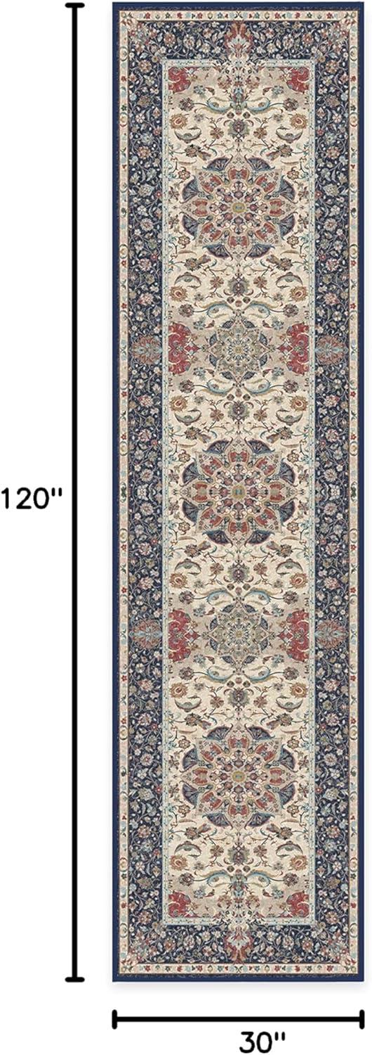 imageRUGGABLE Washable Vintage Area Rug Sima Royal Blue 9x12 StainResistant NonSlip Large Machine Washable Rugs for Living Room Bedroom Hallway Entryway ampamp Officewith Standard PadRoyal Blue Cushioned Pad