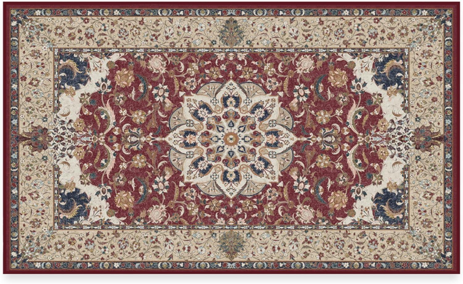 imageRUGGABLE Washable Vintage Area Rug Sima Royal Blue 9x12 StainResistant NonSlip Large Machine Washable Rugs for Living Room Bedroom Hallway Entryway ampamp Officewith Standard PadSima Currant Standard Pad