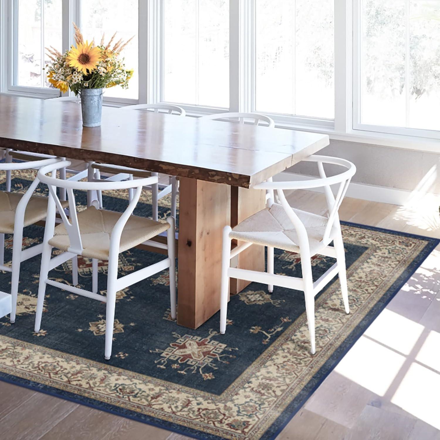 imageRUGGABLE Washable Vintage Area Rug Verena Sapphire 3x5 StainResistant NonSlip Small Machine Washable Rugs for Living Room Bedroom Hallway Entryway ampamp Officewith Standard PadSapphire Standard Pad