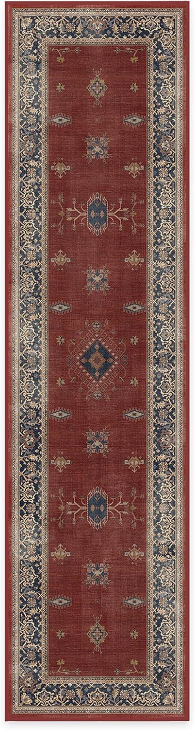 imageRUGGABLE Washable Vintage Area Rug Verena Sapphire 3x5 StainResistant NonSlip Small Machine Washable Rugs for Living Room Bedroom Hallway Entryway ampamp Officewith Standard PadAmber Red Cushioned Pad