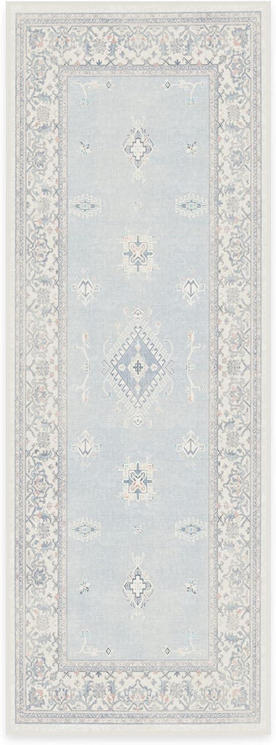 imageRUGGABLE Washable Vintage Area Rug Verena Sapphire 3x5 StainResistant NonSlip Small Machine Washable Rugs for Living Room Bedroom Hallway Entryway ampamp Officewith Standard PadSoft Blue Standard Pad