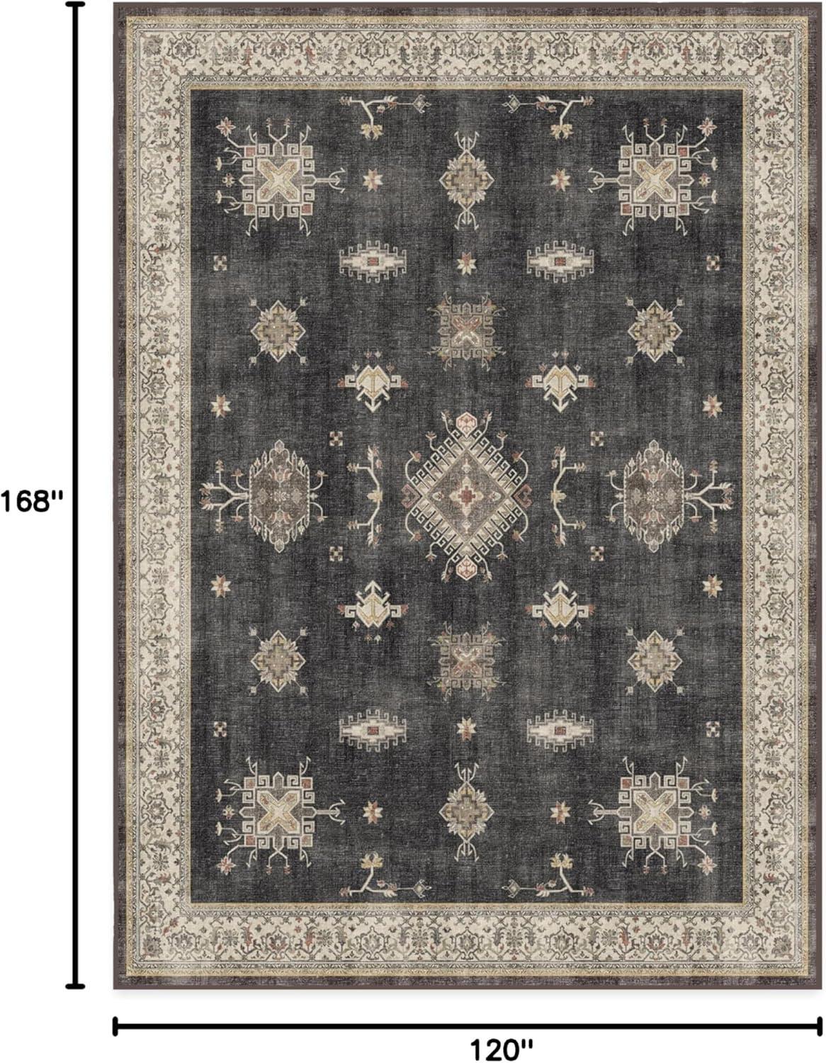 imageRUGGABLE Washable Vintage Area Rug Verena Sapphire 3x5 StainResistant NonSlip Small Machine Washable Rugs for Living Room Bedroom Hallway Entryway ampamp Officewith Standard PadDark Wood Standard Pad