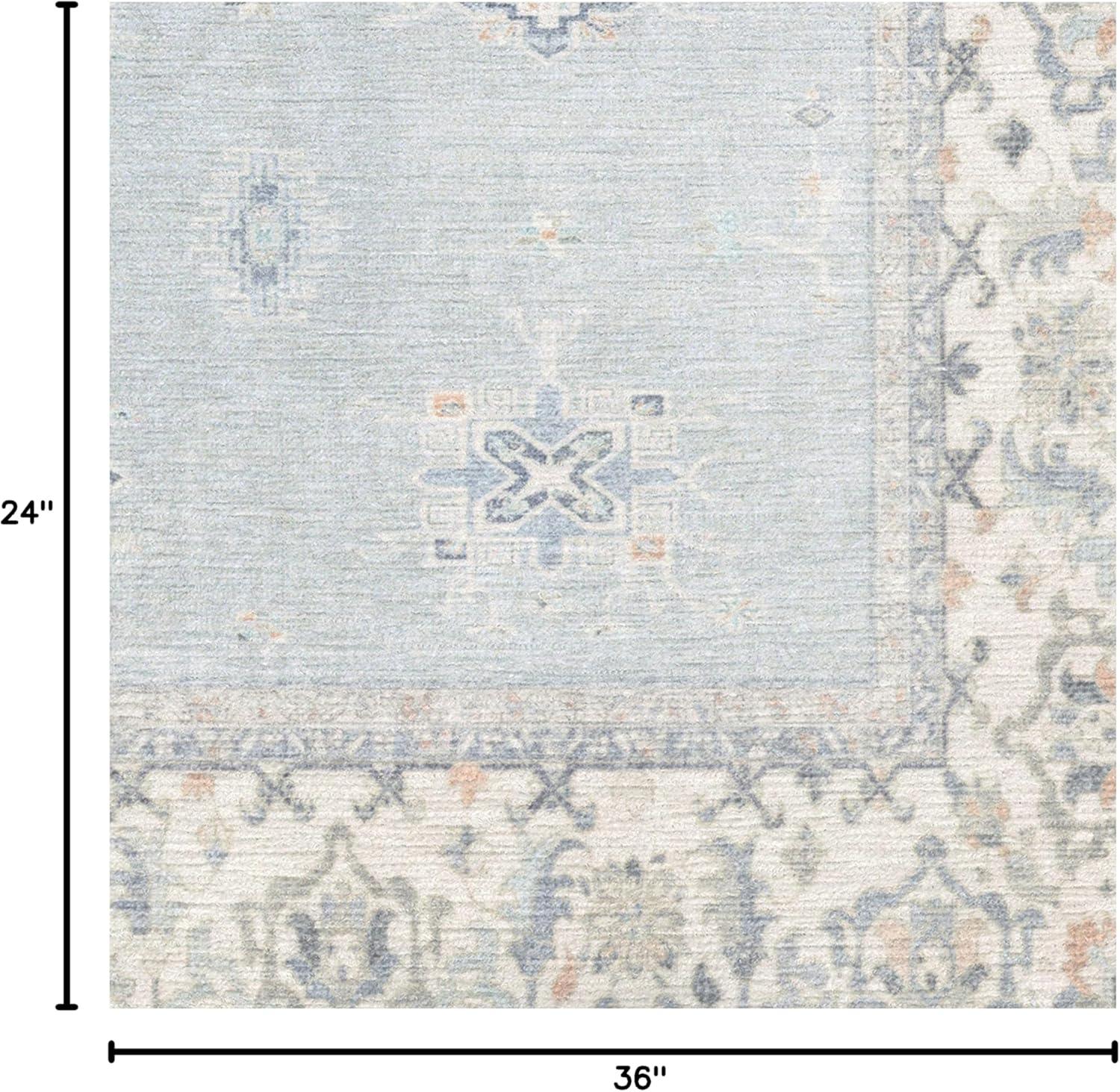 imageRUGGABLE Washable Vintage Area Rug Verena Sapphire 3x5 StainResistant NonSlip Small Machine Washable Rugs for Living Room Bedroom Hallway Entryway ampamp Officewith Standard PadSoft Blue Standard Pad