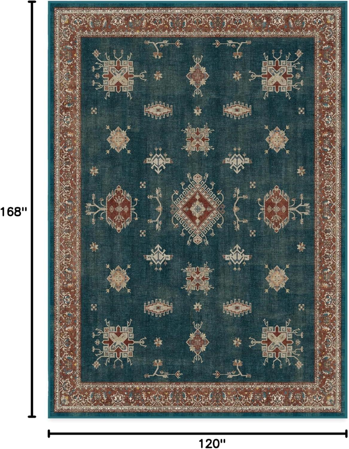 imageRUGGABLE Washable Vintage Area Rug Verena Sapphire 3x5 StainResistant NonSlip Small Machine Washable Rugs for Living Room Bedroom Hallway Entryway ampamp Officewith Standard PadTeal Blue Cushioned Pad