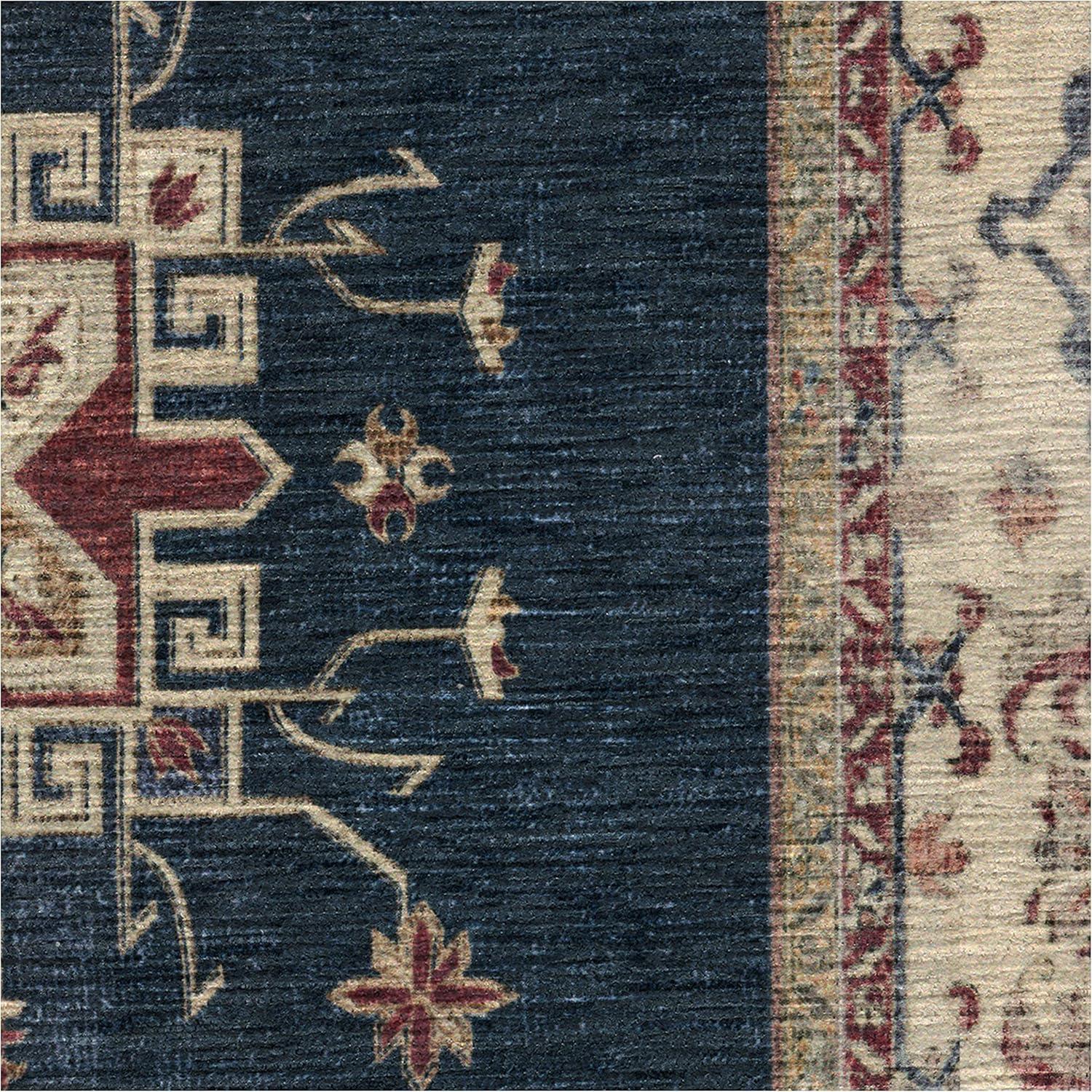 imageRUGGABLE Washable Vintage Area Rug Verena Sapphire 3x5 StainResistant NonSlip Small Machine Washable Rugs for Living Room Bedroom Hallway Entryway ampamp Officewith Standard PadSapphire Cushioned Pad