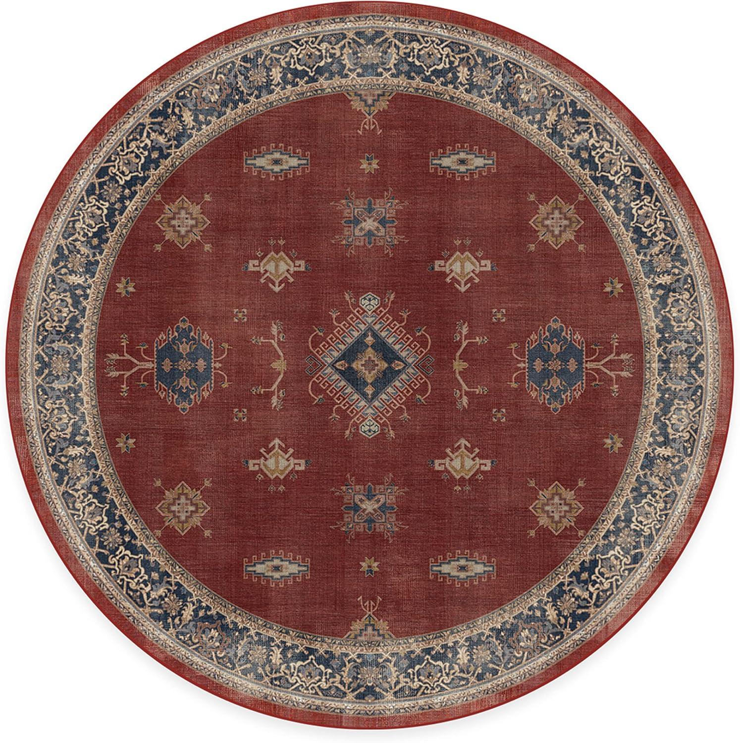 imageRUGGABLE Washable Vintage Area Rug Verena Sapphire 3x5 StainResistant NonSlip Small Machine Washable Rugs for Living Room Bedroom Hallway Entryway ampamp Officewith Standard PadAmber Red Cushioned Pad