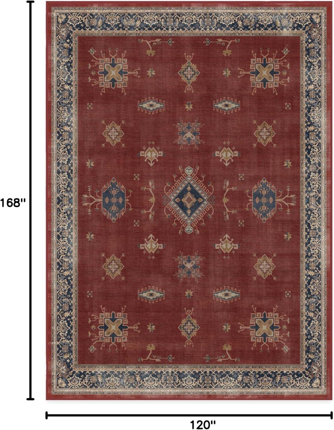 imageRUGGABLE Washable Vintage Area Rug Verena Sapphire 3x5 StainResistant NonSlip Small Machine Washable Rugs for Living Room Bedroom Hallway Entryway ampamp Officewith Standard PadAmber Red Cushioned Pad