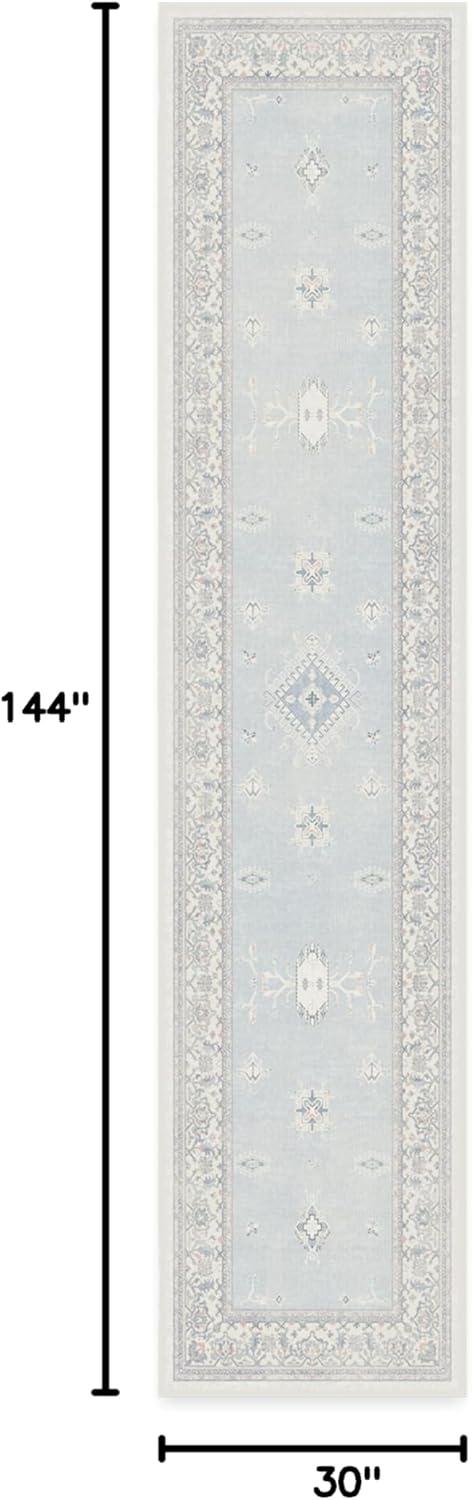 imageRUGGABLE Washable Vintage Area Rug Verena Sapphire 3x5 StainResistant NonSlip Small Machine Washable Rugs for Living Room Bedroom Hallway Entryway ampamp Officewith Standard PadSoft Blue Standard Pad