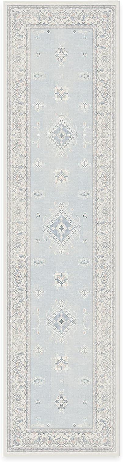 imageRUGGABLE Washable Vintage Area Rug Verena Sapphire 3x5 StainResistant NonSlip Small Machine Washable Rugs for Living Room Bedroom Hallway Entryway ampamp Officewith Standard PadSoft Blue Standard Pad