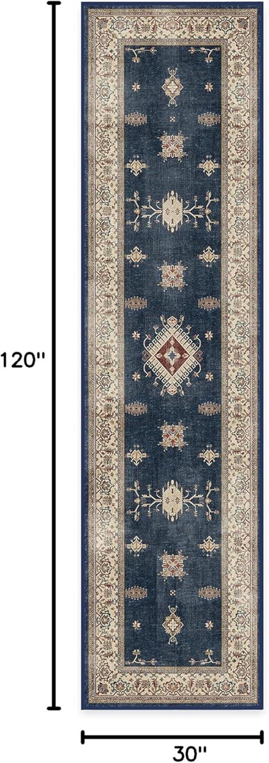imageRUGGABLE Washable Vintage Area Rug Verena Sapphire 3x5 StainResistant NonSlip Small Machine Washable Rugs for Living Room Bedroom Hallway Entryway ampamp Officewith Standard PadSapphire Cushioned Pad