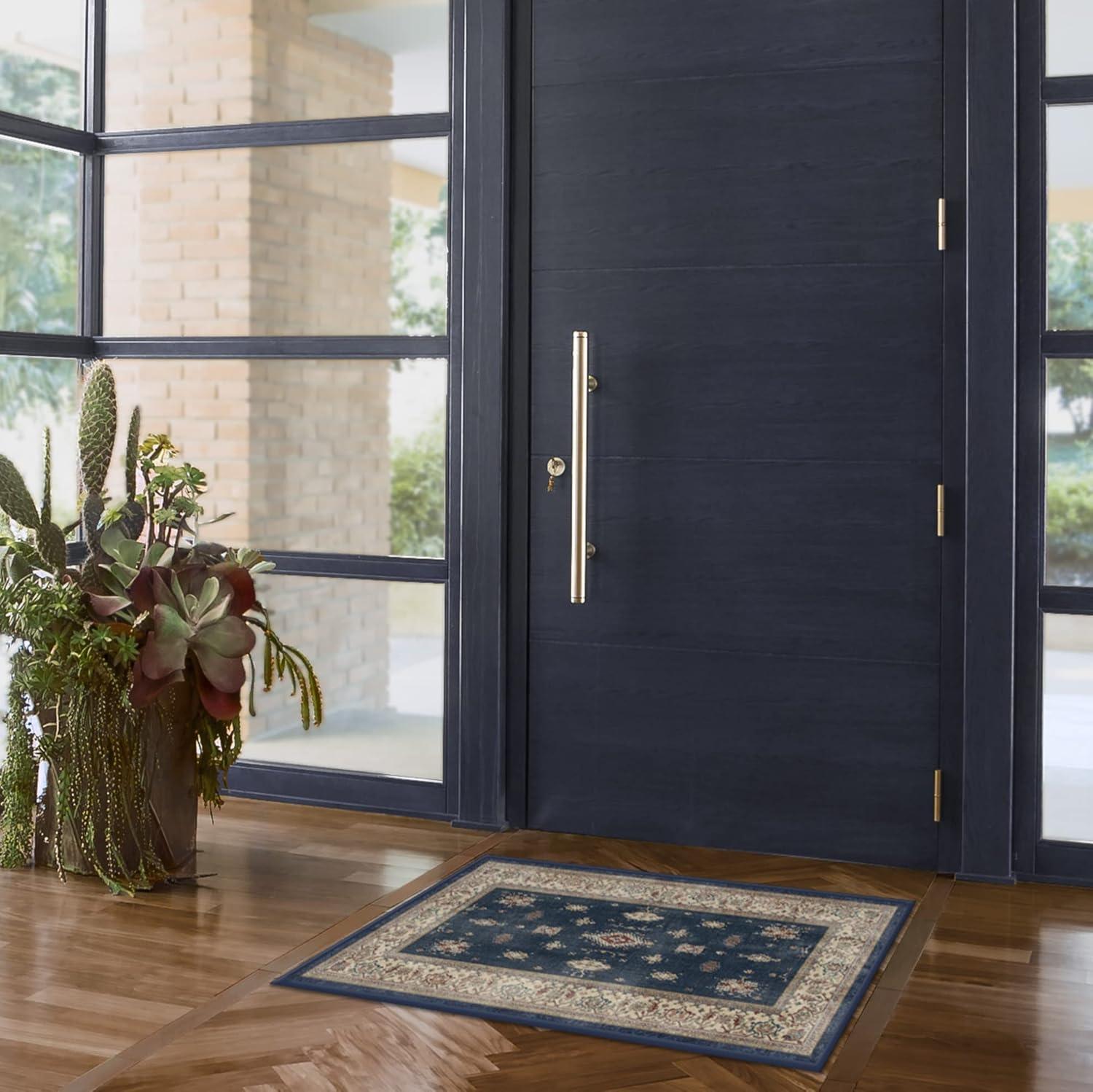 imageRUGGABLE Washable Vintage Area Rug Verena Sapphire 3x5 StainResistant NonSlip Small Machine Washable Rugs for Living Room Bedroom Hallway Entryway ampamp Officewith Standard PadSapphire Cushioned Pad