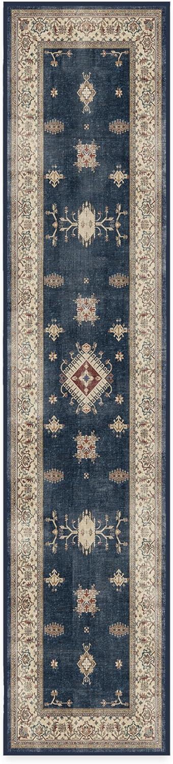 imageRUGGABLE Washable Vintage Area Rug Verena Sapphire 3x5 StainResistant NonSlip Small Machine Washable Rugs for Living Room Bedroom Hallway Entryway ampamp Officewith Standard PadSapphire Standard Pad