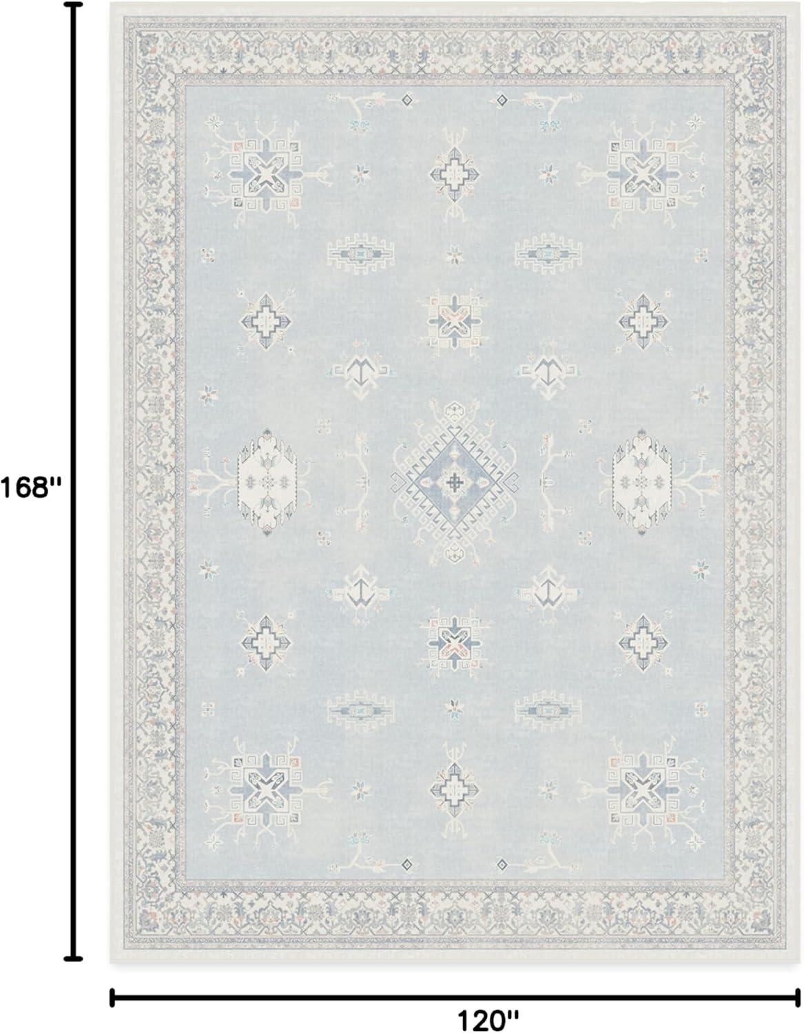 imageRUGGABLE Washable Vintage Area Rug Verena Sapphire 3x5 StainResistant NonSlip Small Machine Washable Rugs for Living Room Bedroom Hallway Entryway ampamp Officewith Standard PadSoft Blue Standard Pad