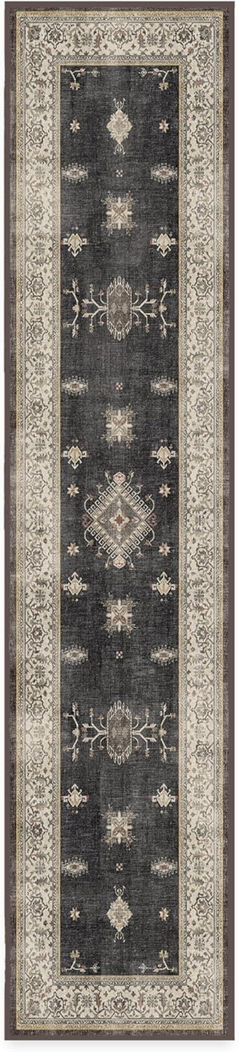 imageRUGGABLE Washable Vintage Area Rug Verena Sapphire 3x5 StainResistant NonSlip Small Machine Washable Rugs for Living Room Bedroom Hallway Entryway ampamp Officewith Standard PadDark Wood Standard Pad