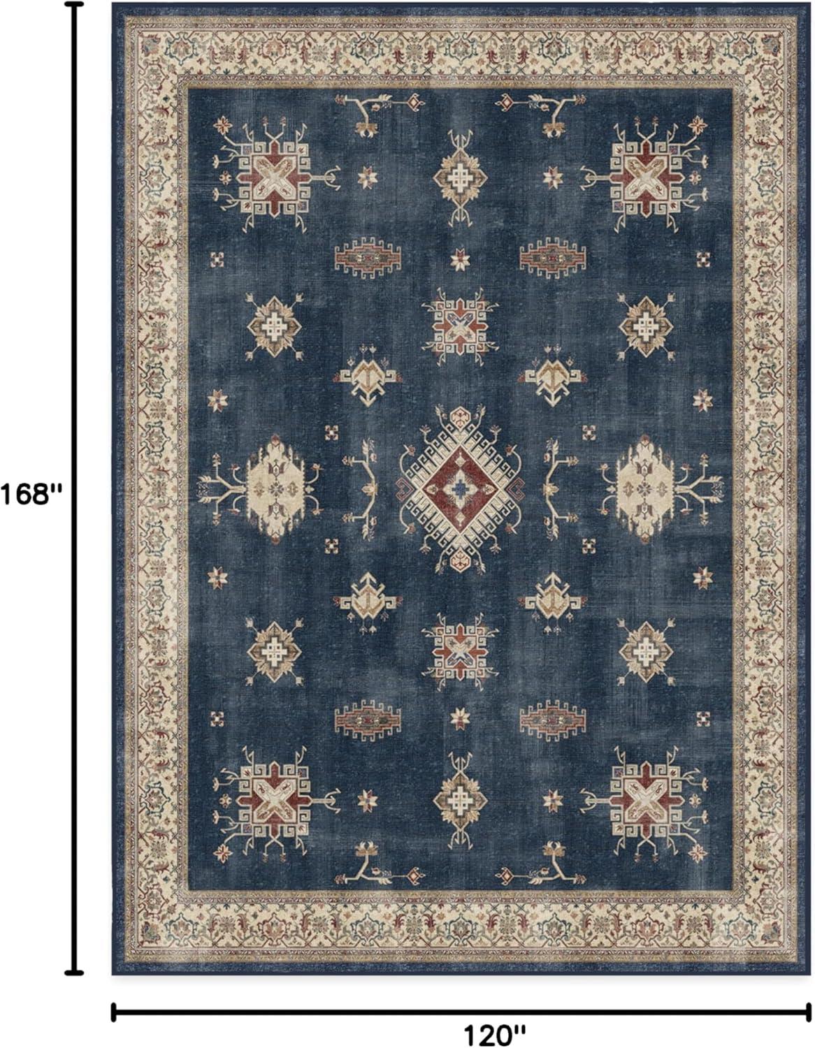 imageRUGGABLE Washable Vintage Area Rug Verena Sapphire 3x5 StainResistant NonSlip Small Machine Washable Rugs for Living Room Bedroom Hallway Entryway ampamp Officewith Standard PadSapphire Cushioned Pad