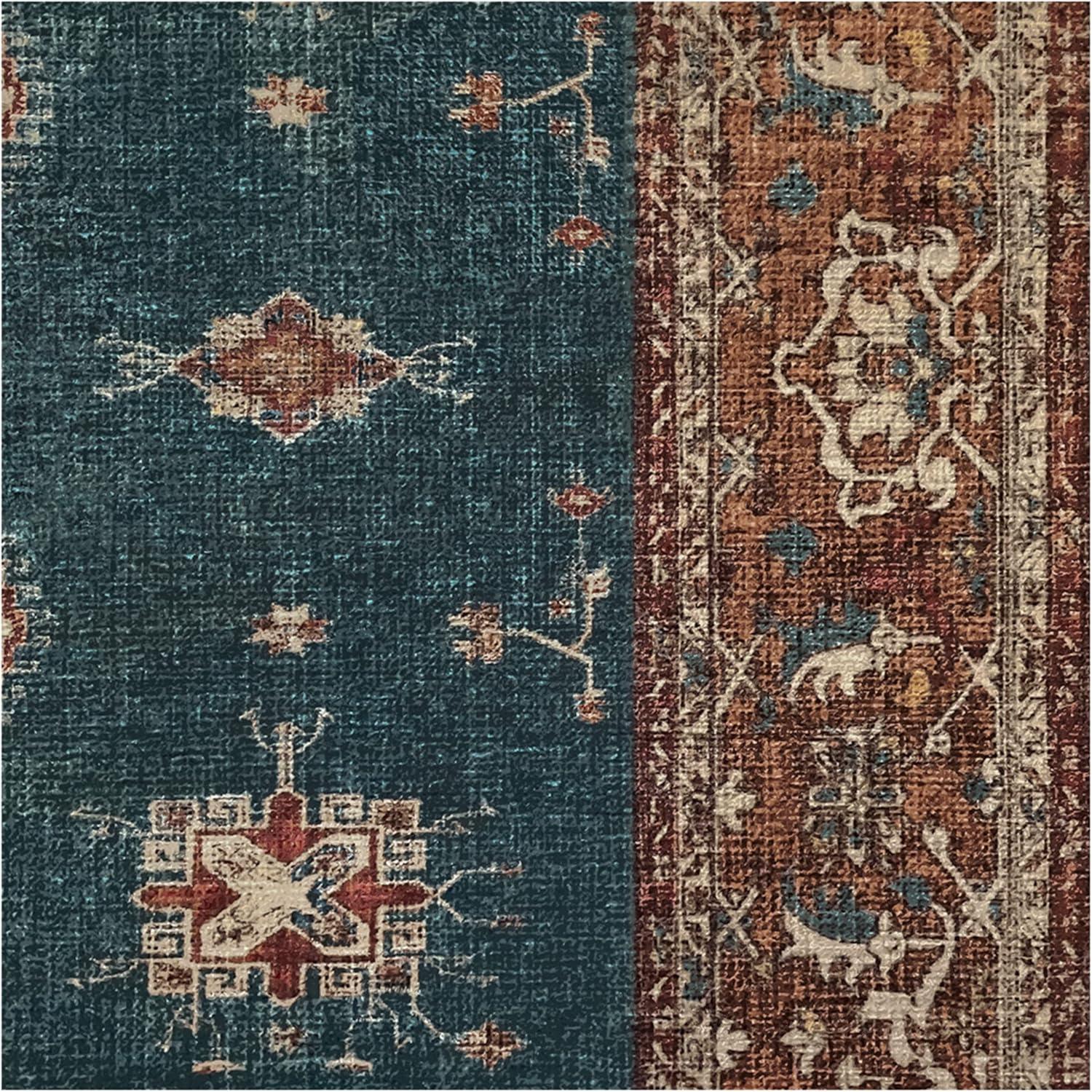 imageRUGGABLE Washable Vintage Area Rug Verena Sapphire 3x5 StainResistant NonSlip Small Machine Washable Rugs for Living Room Bedroom Hallway Entryway ampamp Officewith Standard PadTeal Blue Standard Pad
