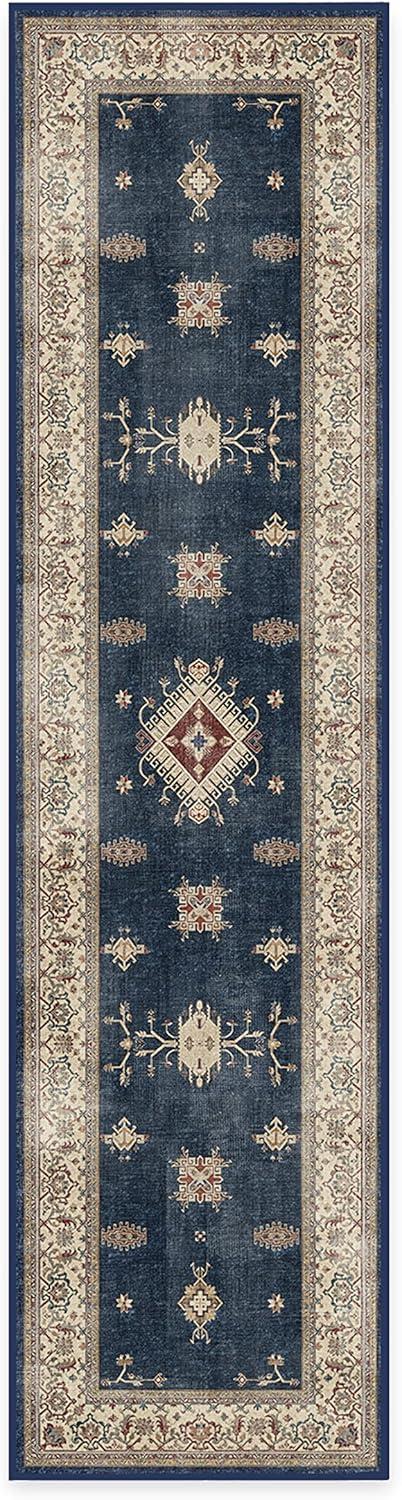 imageRUGGABLE Washable Vintage Area Rug Verena Sapphire 3x5 StainResistant NonSlip Small Machine Washable Rugs for Living Room Bedroom Hallway Entryway ampamp Officewith Standard PadSapphire Cushioned Pad