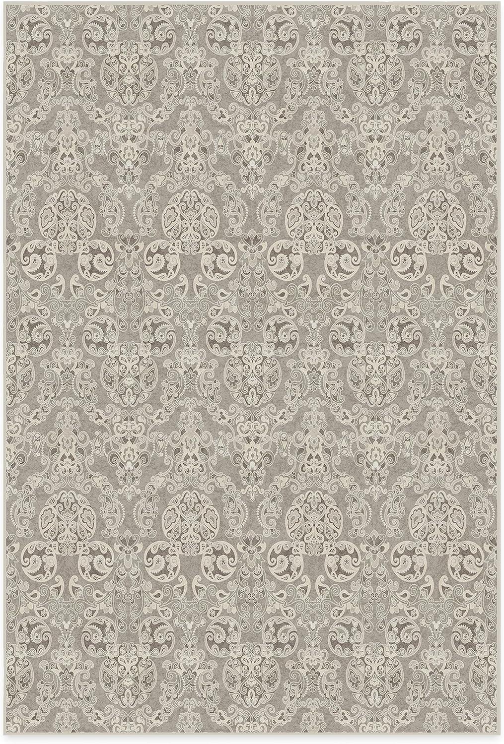 imageRUGGABLE x Disney Washable Area Rug Damask Charcoal 6 ft Round StainResistant NonSlip Medium Machine Washable Rugs for Living Room Bedroom Hallway Entryway ampamp Officewith Standard PadMickey Damask Stone Standard Pad